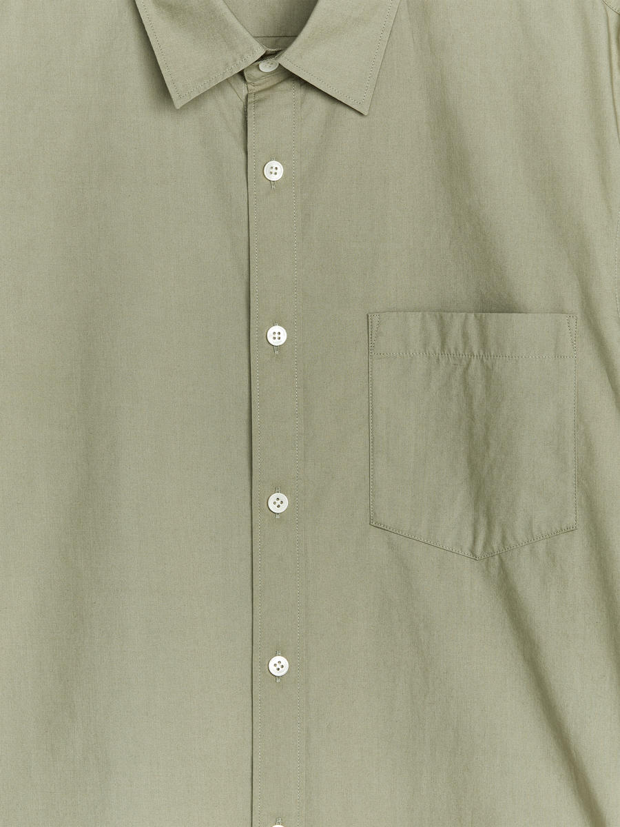 Washed Poplin Shirt - Khaki Green - Regular fit - Men - 1230967004