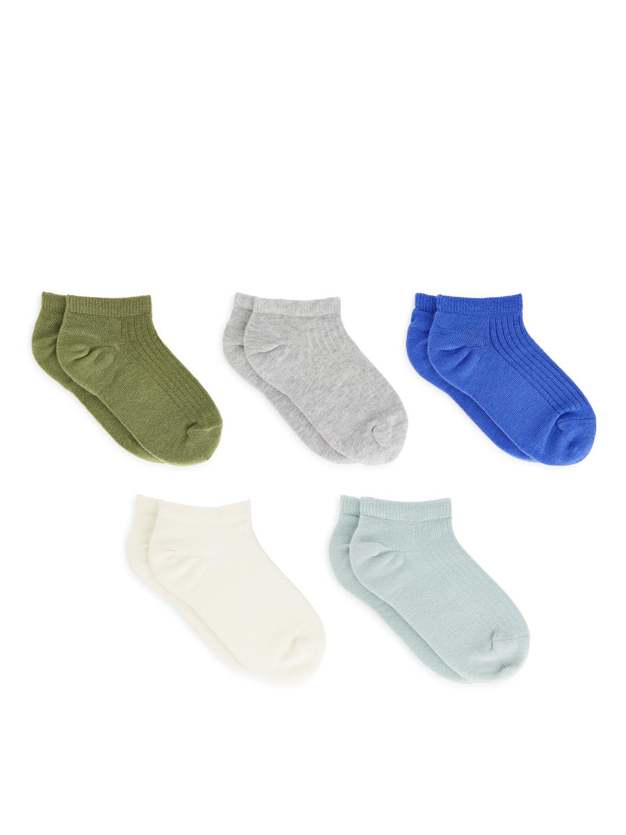 Sneaker Socks, 5 Pairs-Green-11747