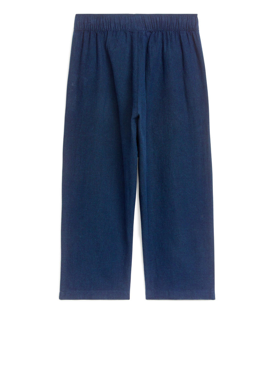 Drawstring Linen Trousers-#353954-4312