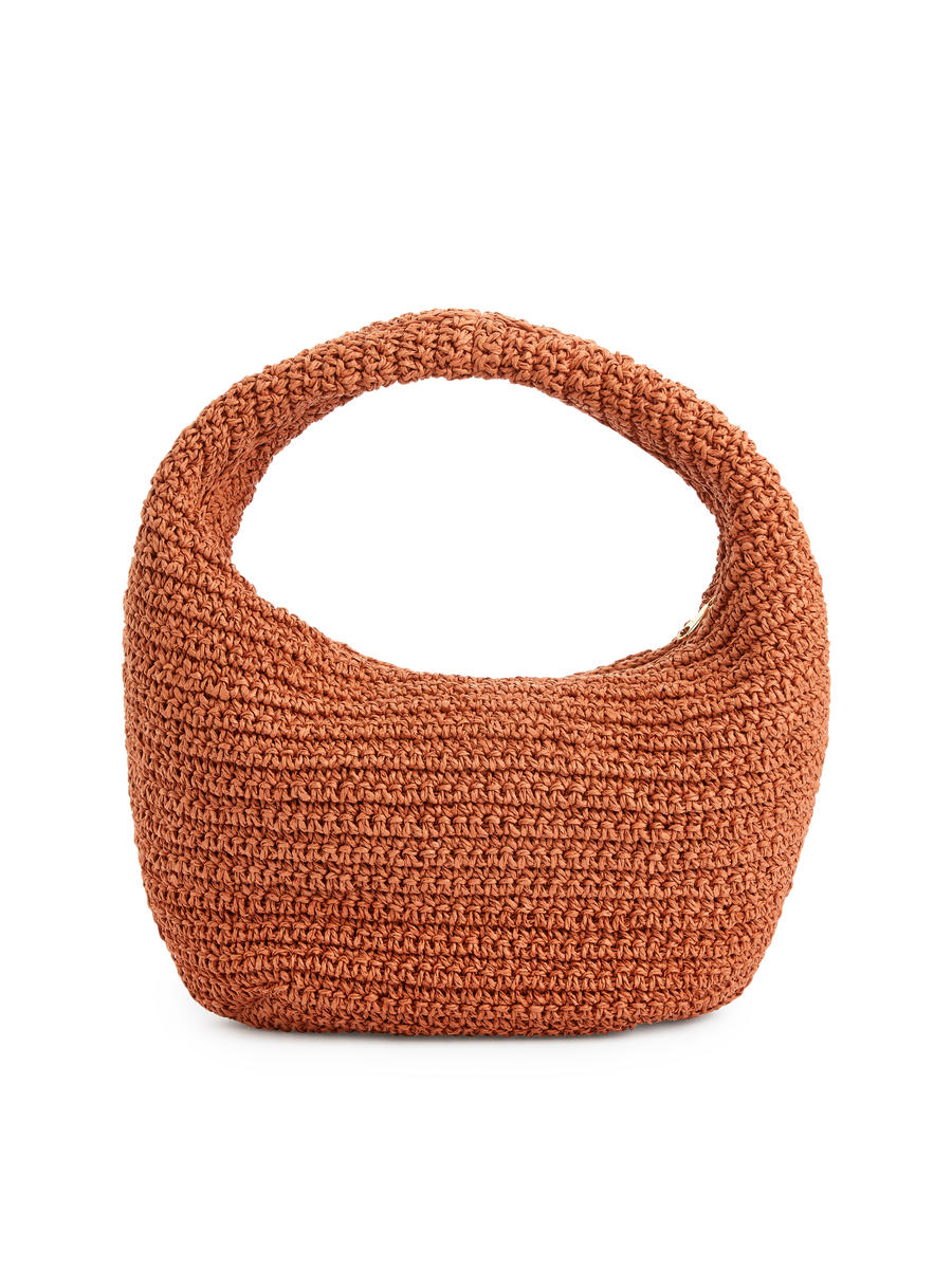 Rounded Straw Bag - Burnt Orange - Women - 1222316001