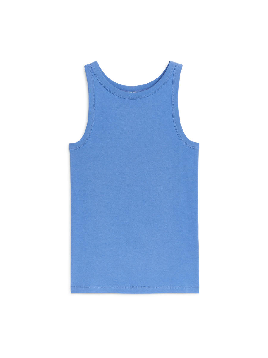 Rib Tank Top - Blue - Slim fit - Women - 0974907016