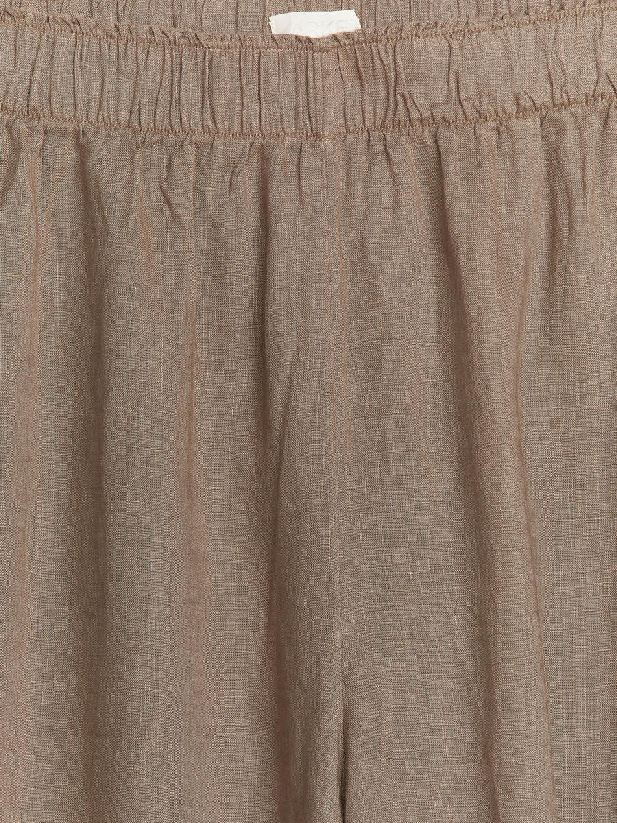 Wide Linen Trousers-#7C746B-4486