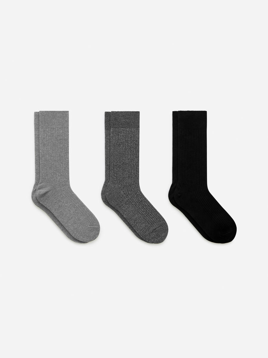 Gerippte Socken aus Supima-Baumwolle, 3er-Pack-#494A4F-13696