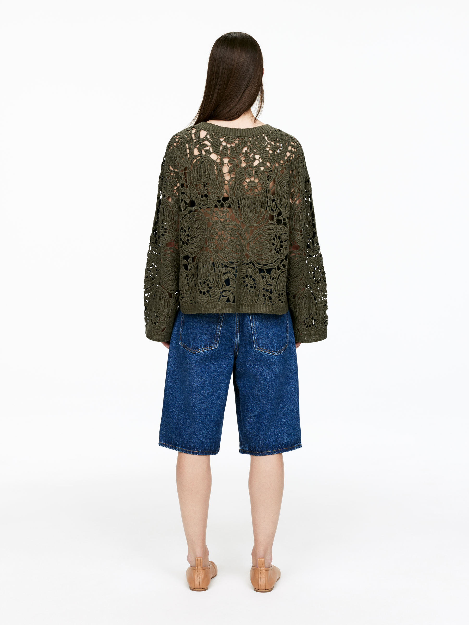 Open-Knit Jumper - Khaki Green - Loose fit - Women - StillMedia/Lookbook - 5