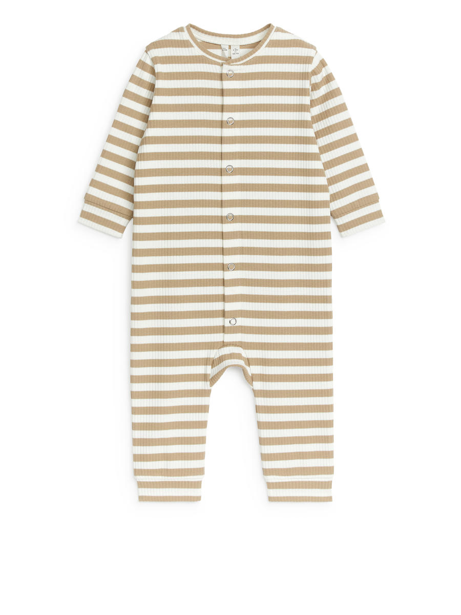 Rib Jersey Overall - White/Beige - Regular fit - Children - 1229536001