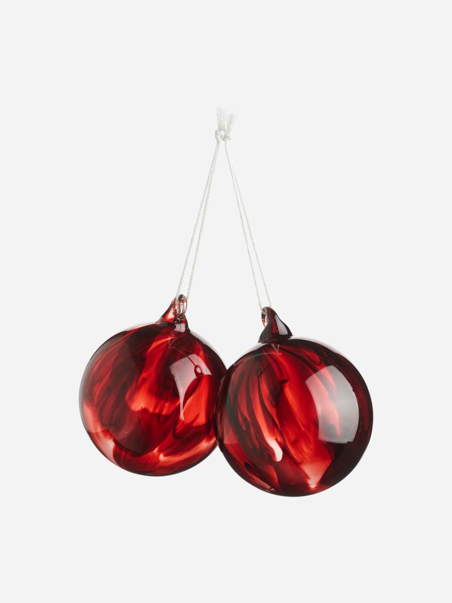 Painted Glass Baubles Set of 2-#904B4D-4857