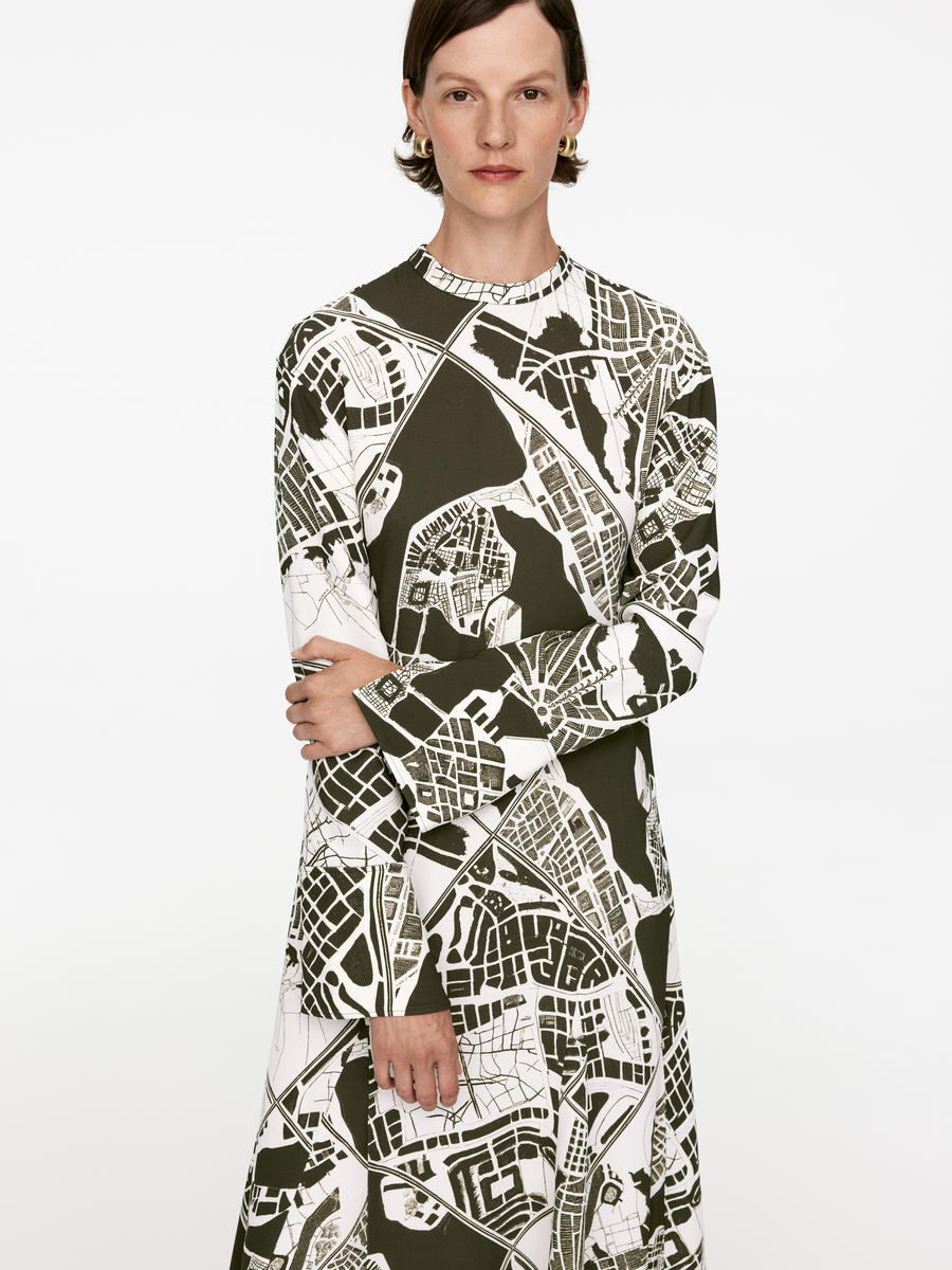 Stockholm Print Maxi Dress-#F2E8D6-12745