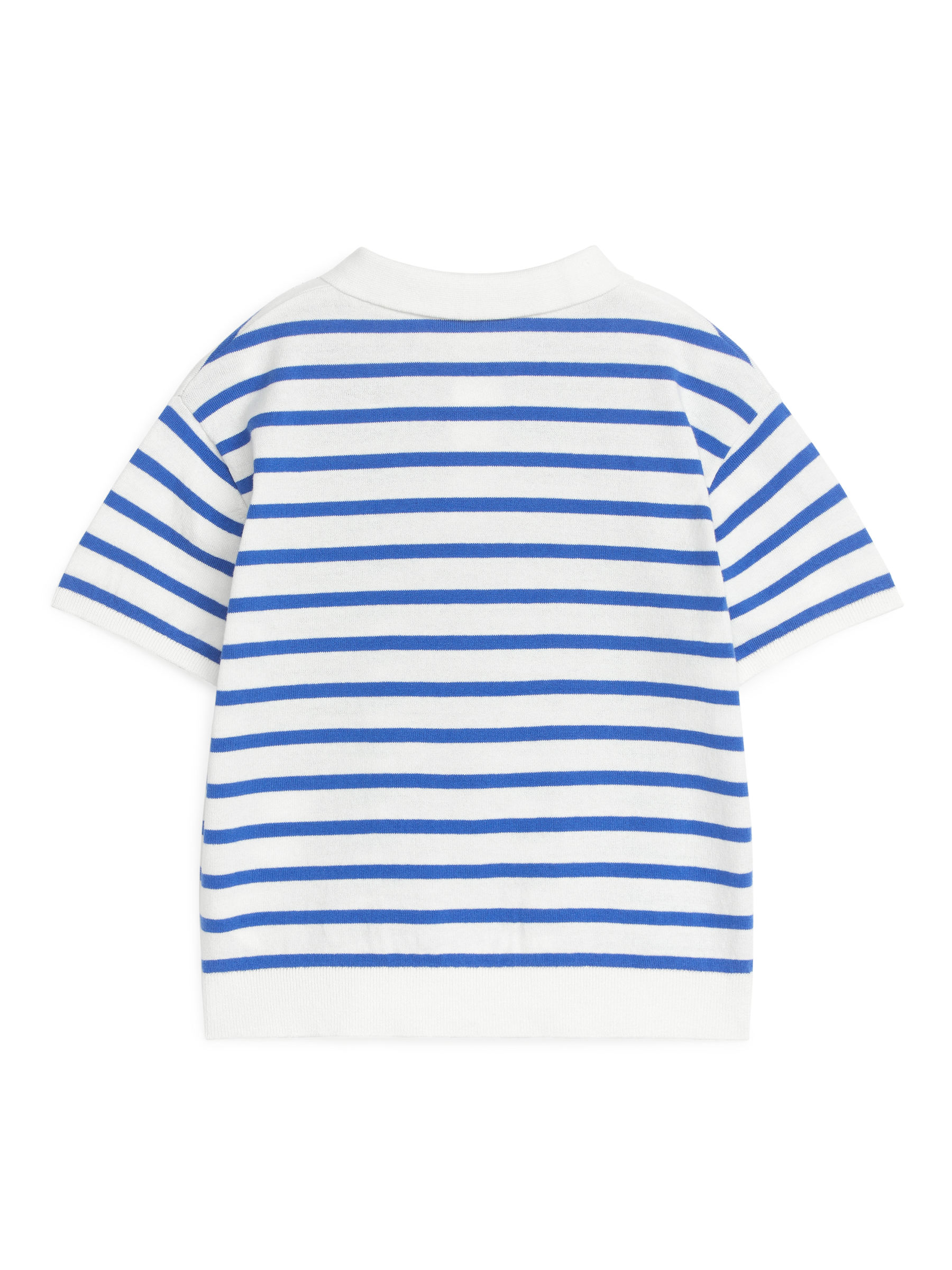 Fine-Knit Polo Shirt - White/Blue - Relaxed fit - Children - StillMedia/DescriptiveStillLife - 3