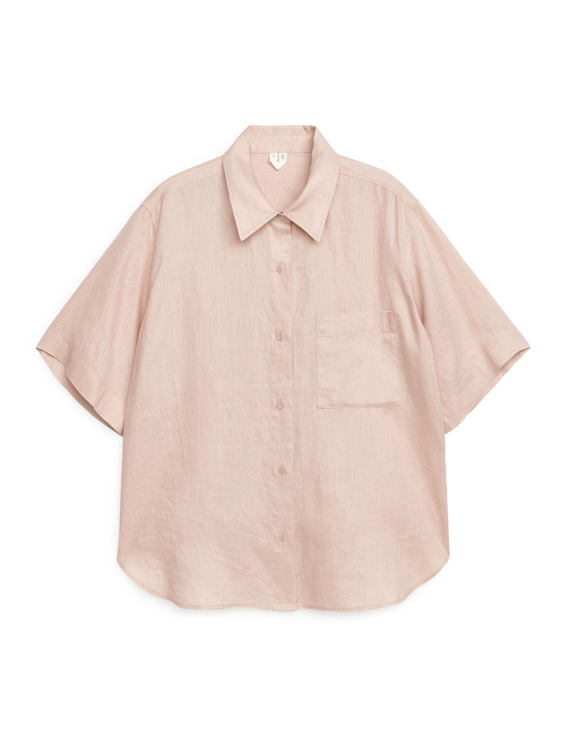 Short-Sleeved Linen Shirt-#C6B3A7-9464