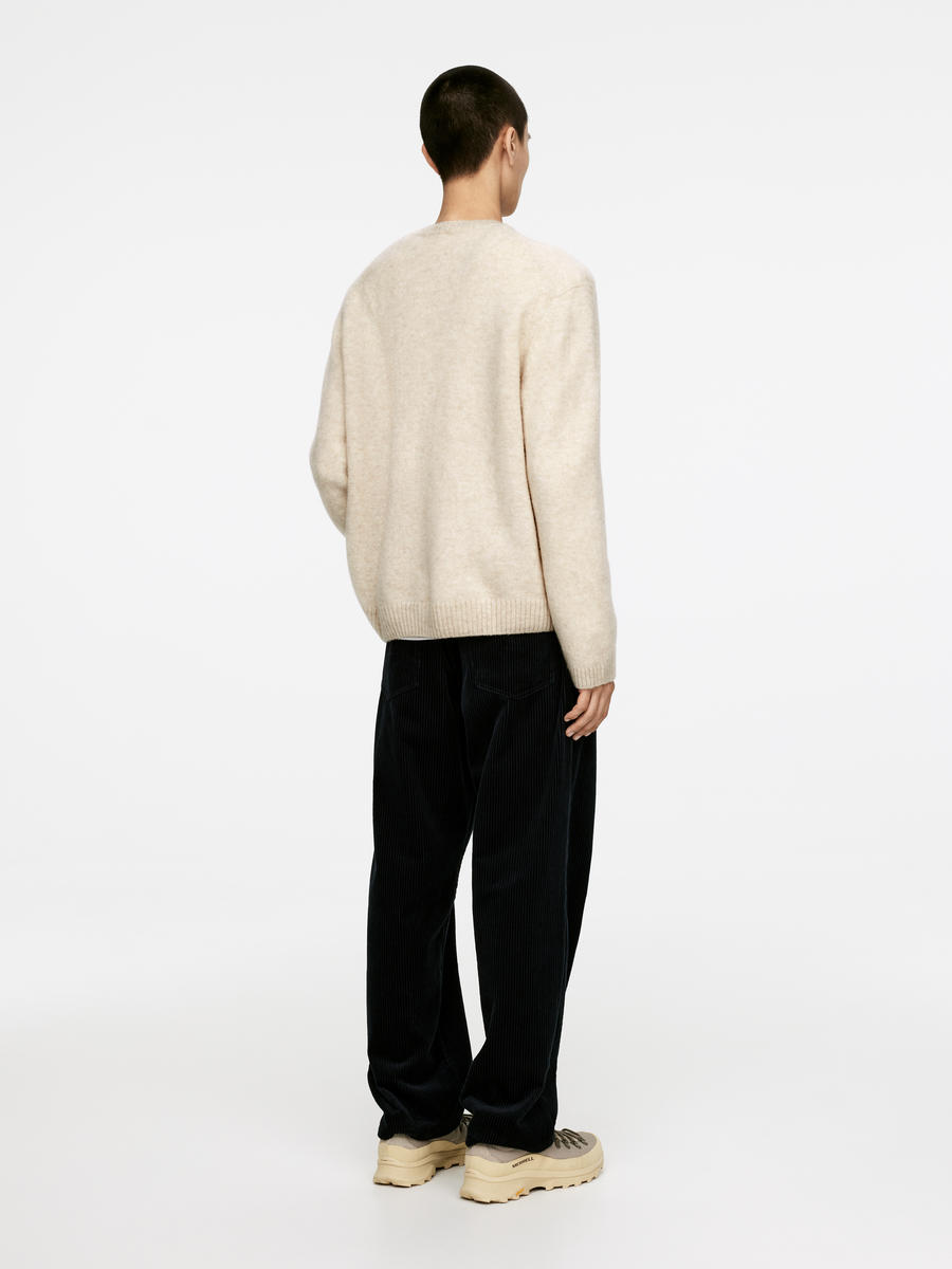 Crew-Neck Wool Jumper-#EFEFDF-13460