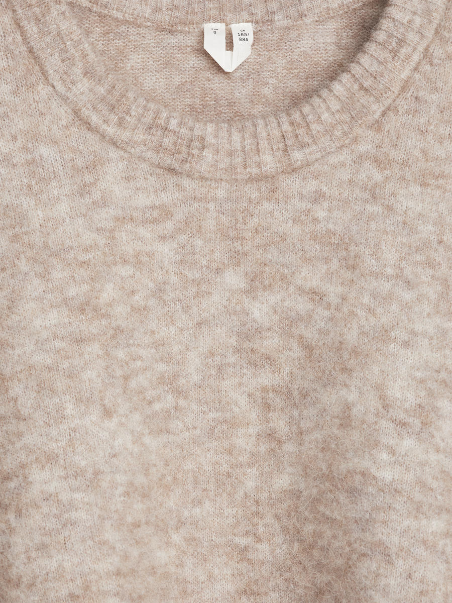 Alpaca-Wool Blend Jumper-#B3AB98-12750