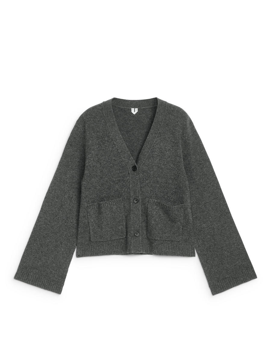 Wool Cardigan-#6F6767-12388