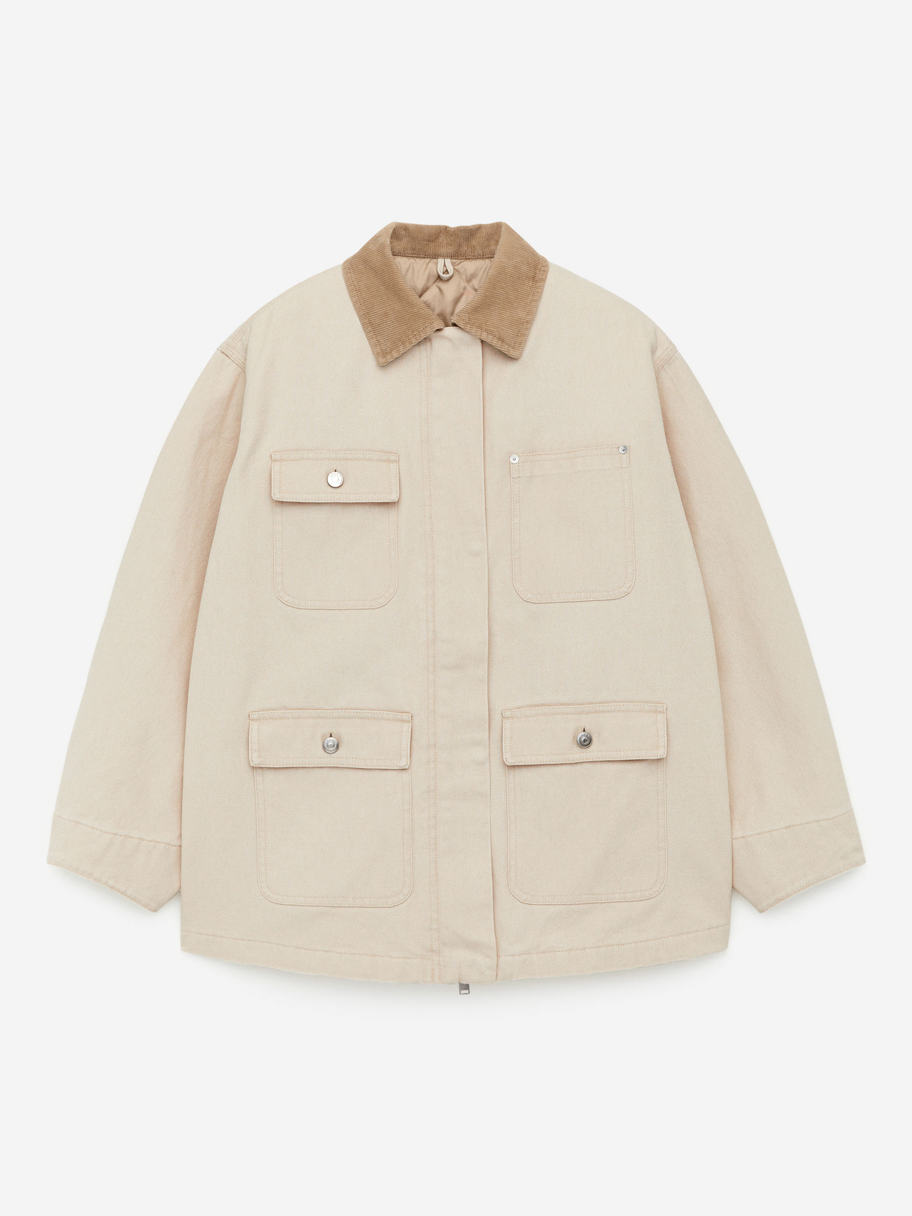 Lined Canvas Jacket-Beige-14260