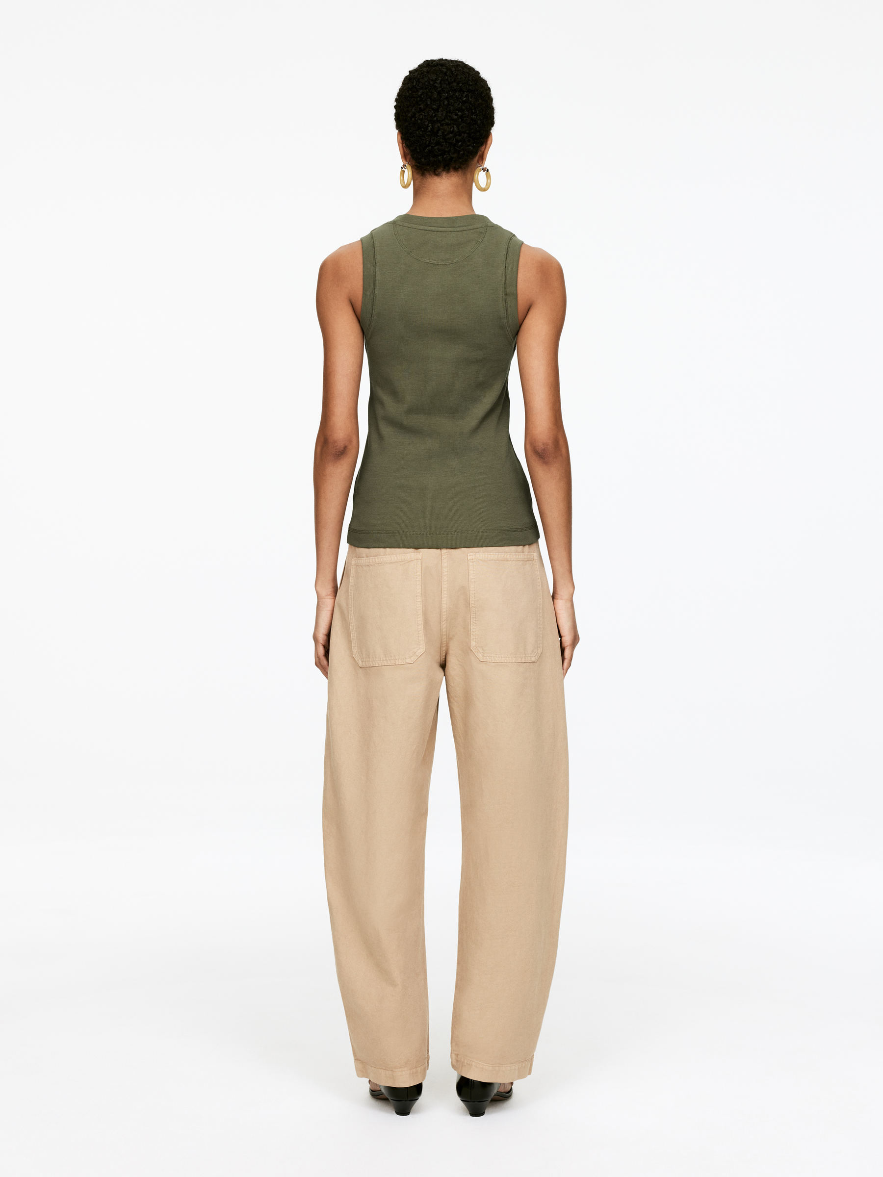 Rib Tank Top - Khaki Green - Slim fit - Women - StillMedia/Lookbook - 6