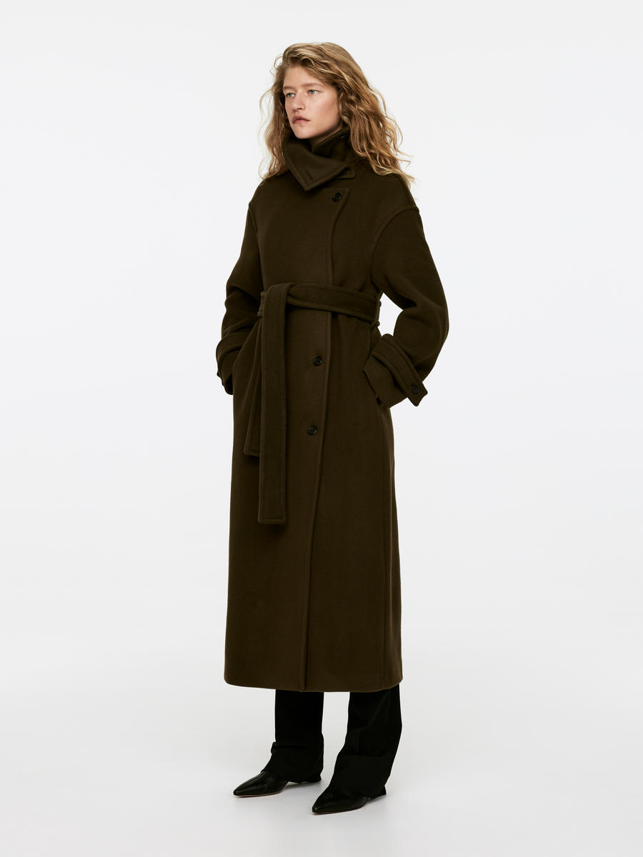 Oversized Wool-Blend Coat - Khaki Green - Oversized - Women - 1253220002