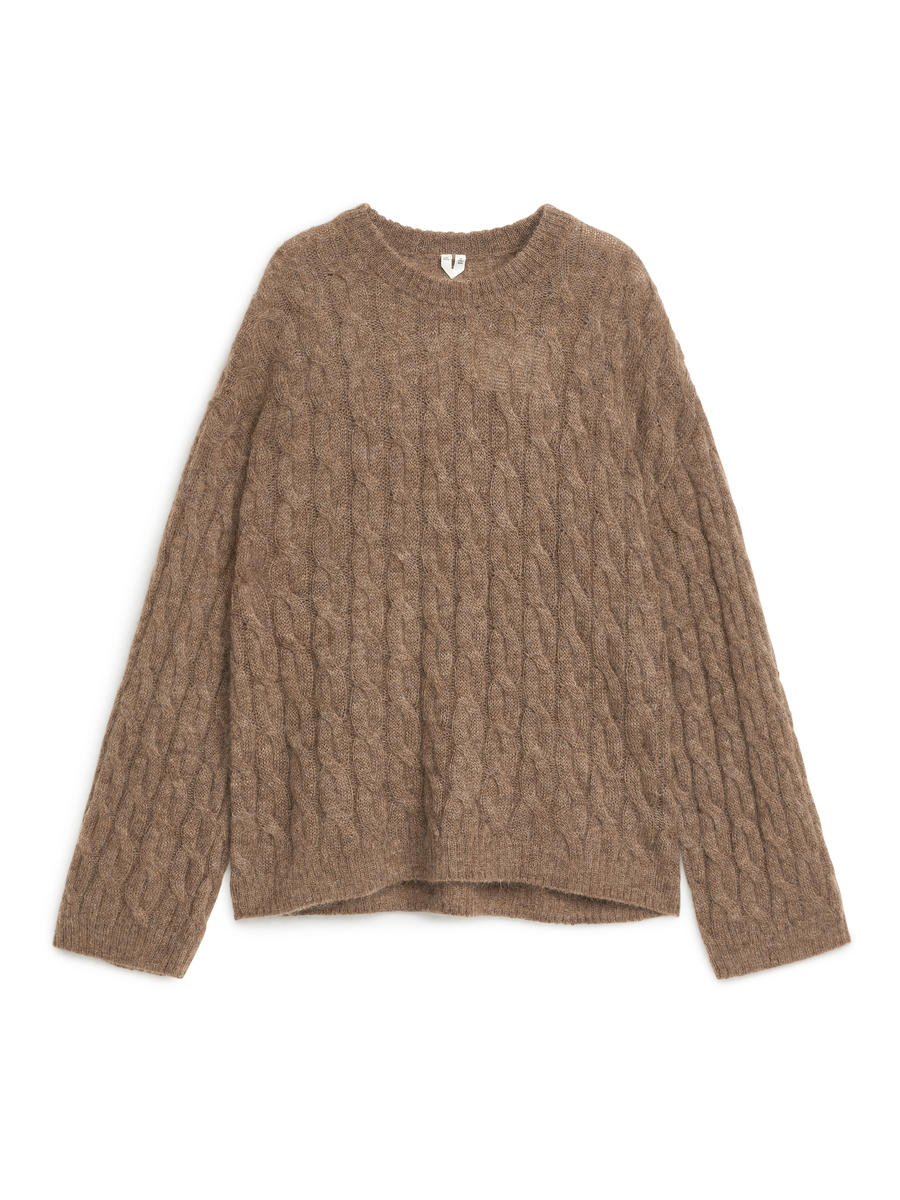 Mohair-Wool Blend Jumper-#997A59-3104