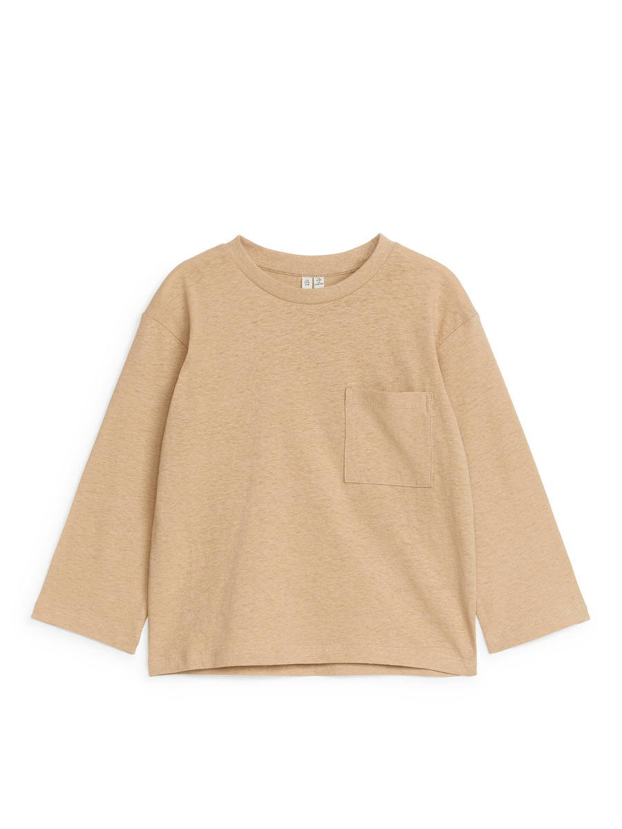 T-Shirt mit langen Ärmeln aus Leinenmix - Beige - Relaxed Fit - Children - 1220484002