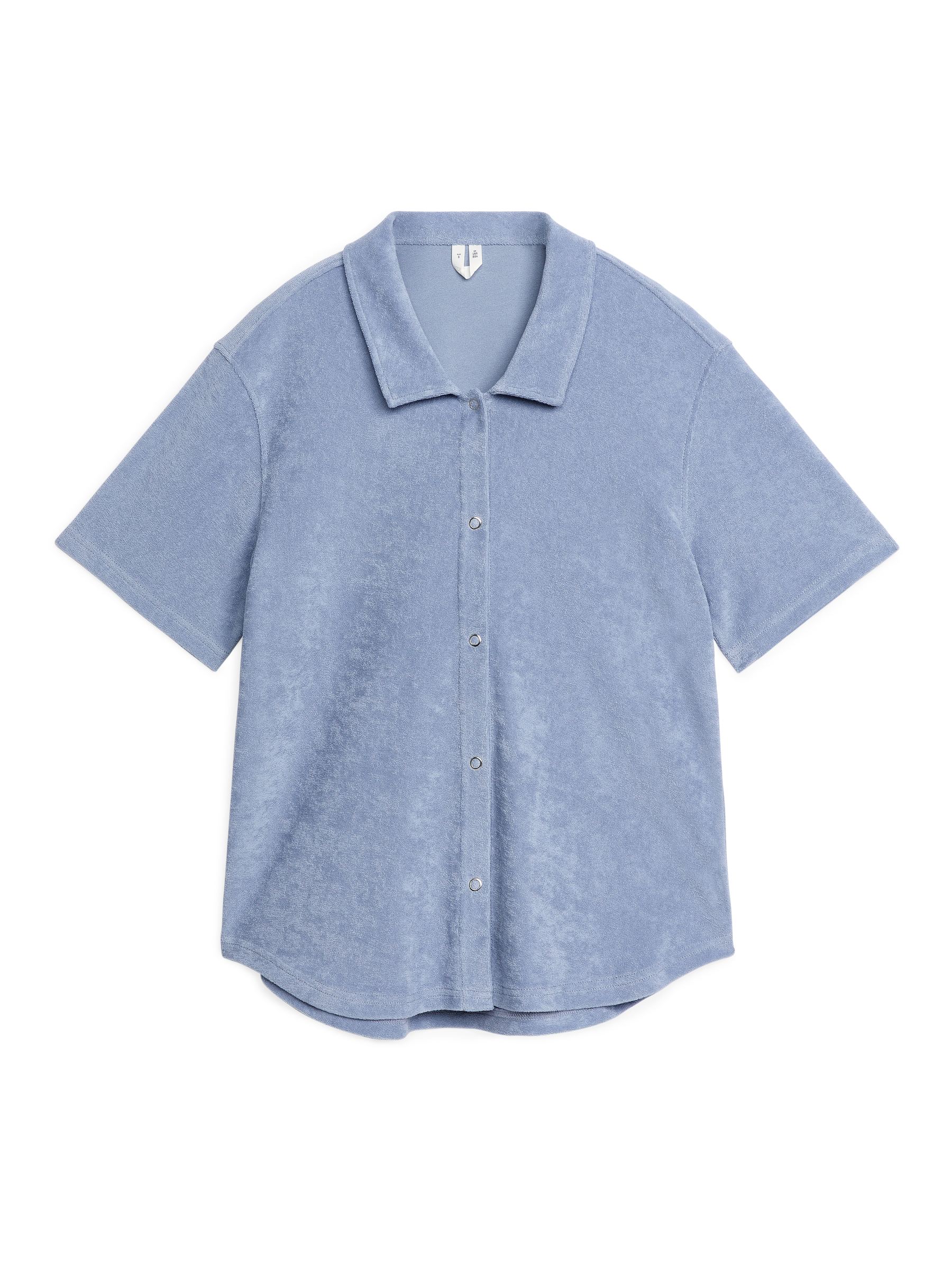 Cotton Towelling Shirt - Dusty Blue - Relaxed fit - Women - StillMedia/DescriptiveStillLife - 1