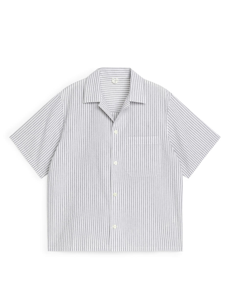 Relaxed Seersucker Shirt-#94989F-8051