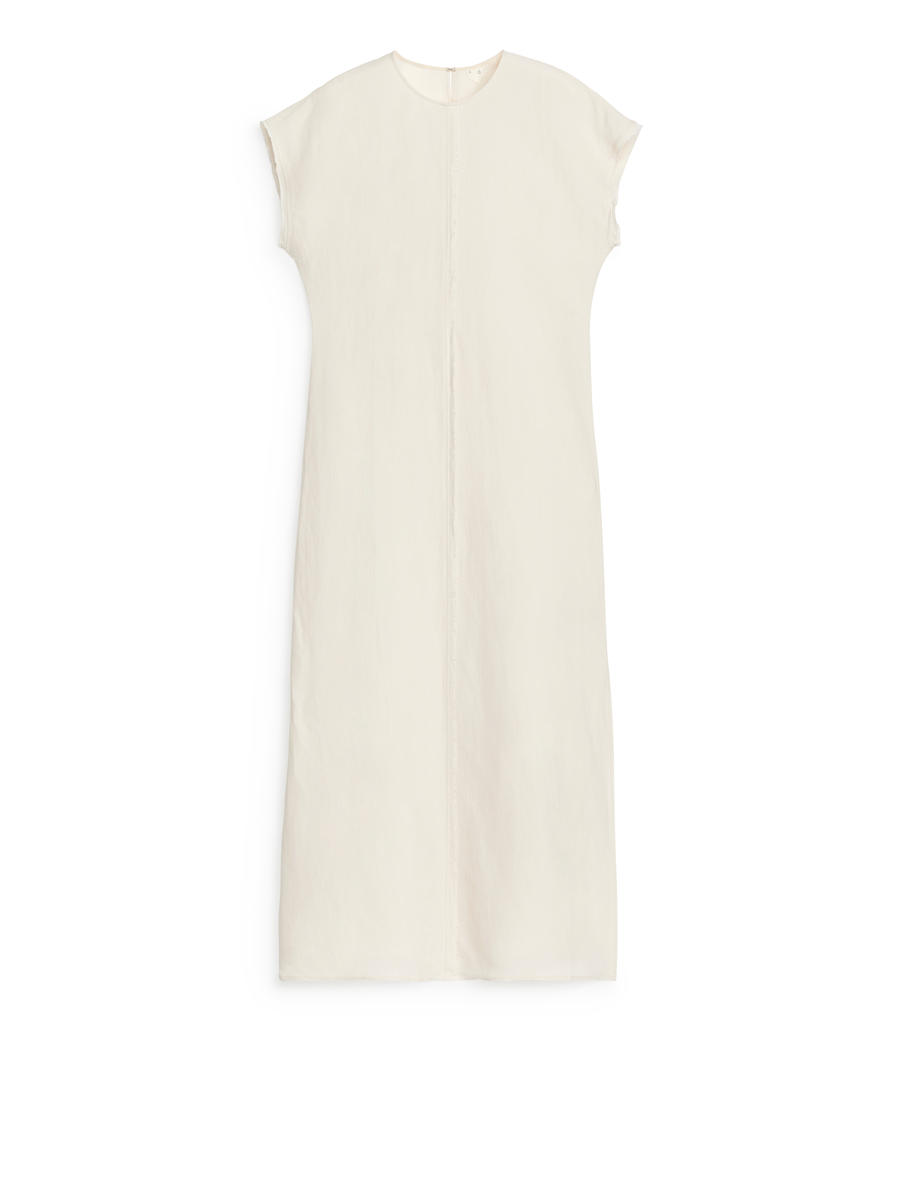 Cap-Sleeve Dress - White - Slim fit - Women - 1220419001