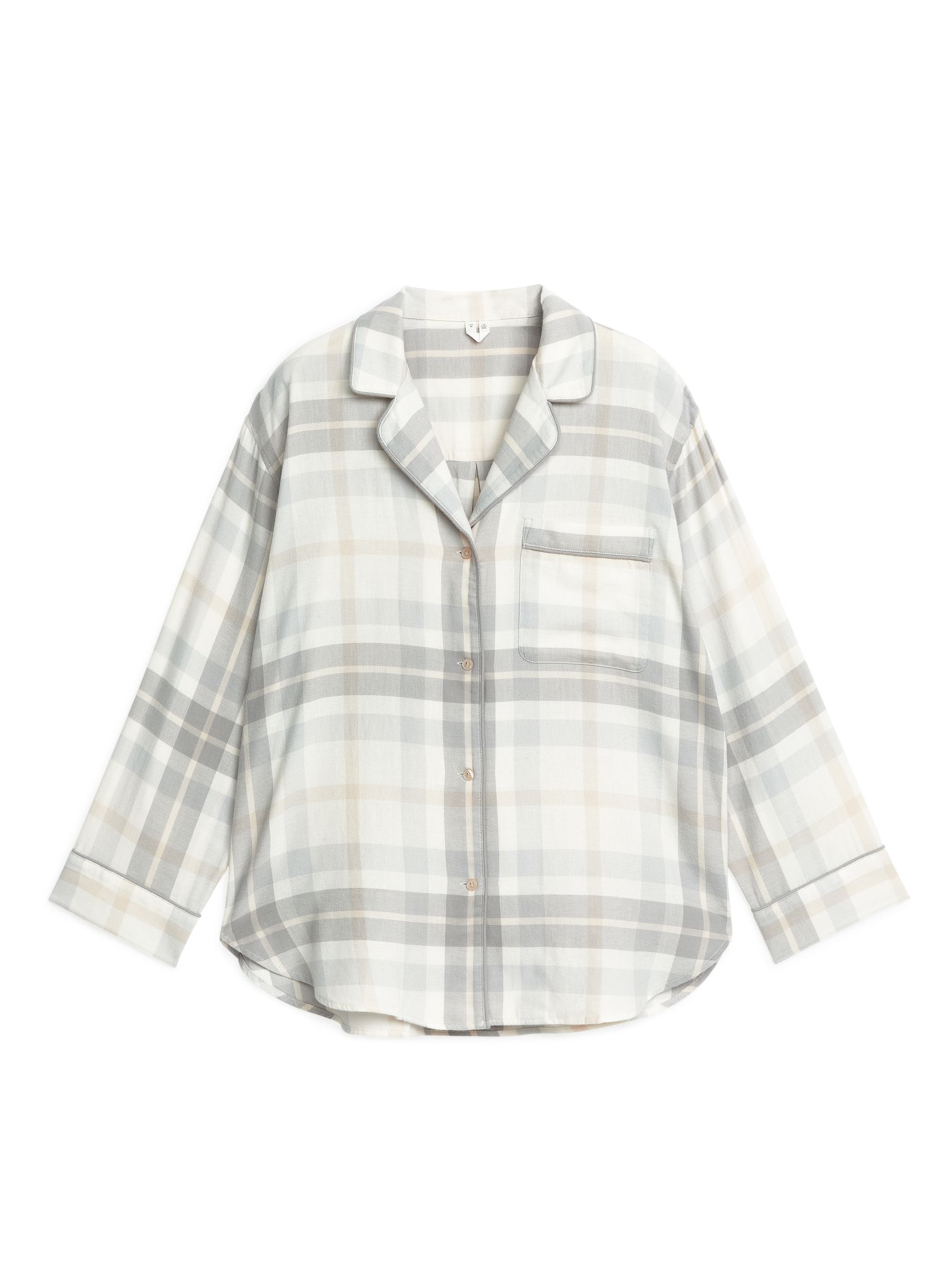 Flannel Pyjama Shirt - Grey/Off White - Regular fit - Women - StillMedia/DescriptiveStillLife - 1