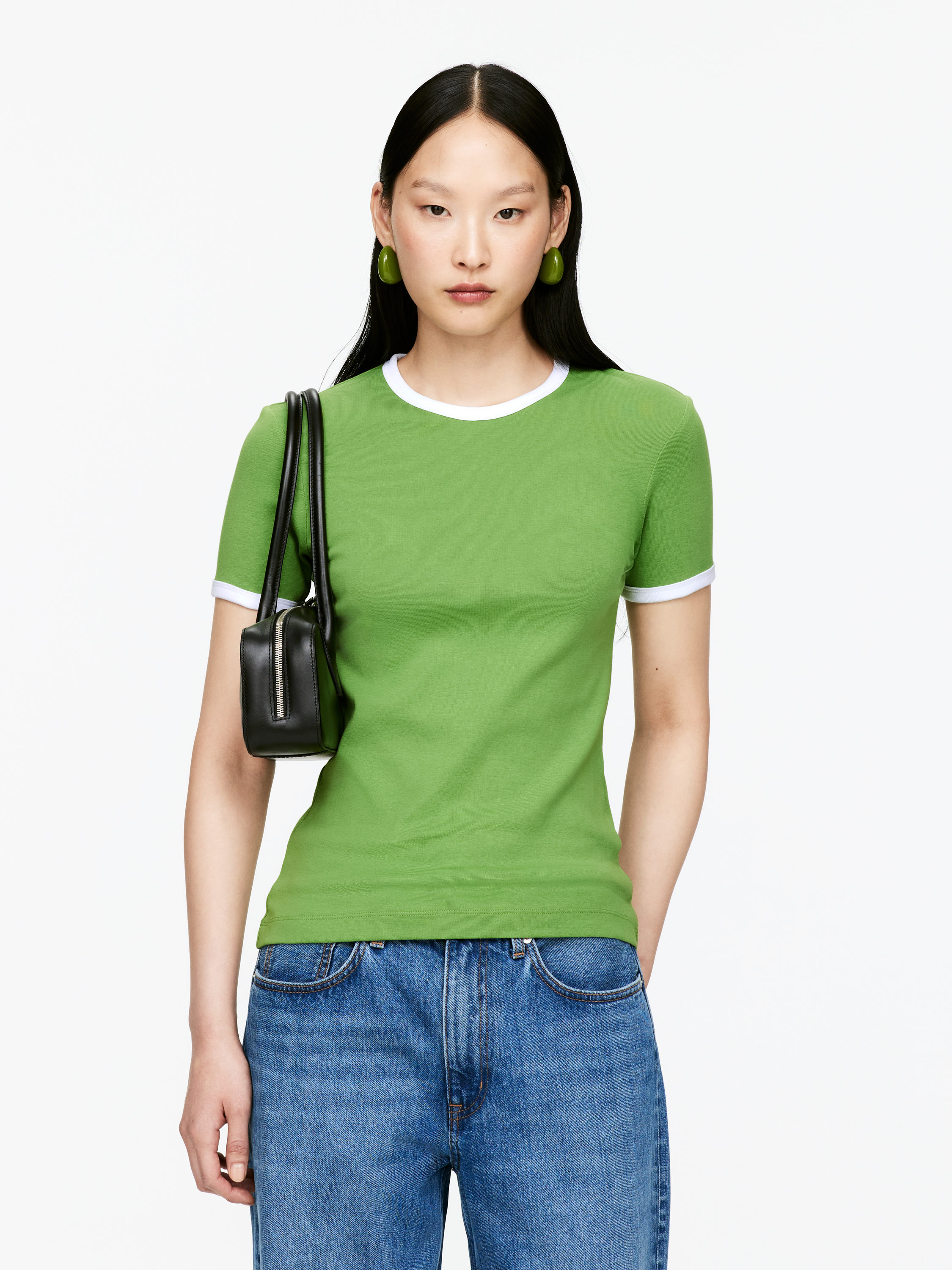 ARKET 売れ筋商品|||アーケット Tシャツ トップス レディース Tops Green Ribbed T-Shirt – Green – Women – ARKET EU