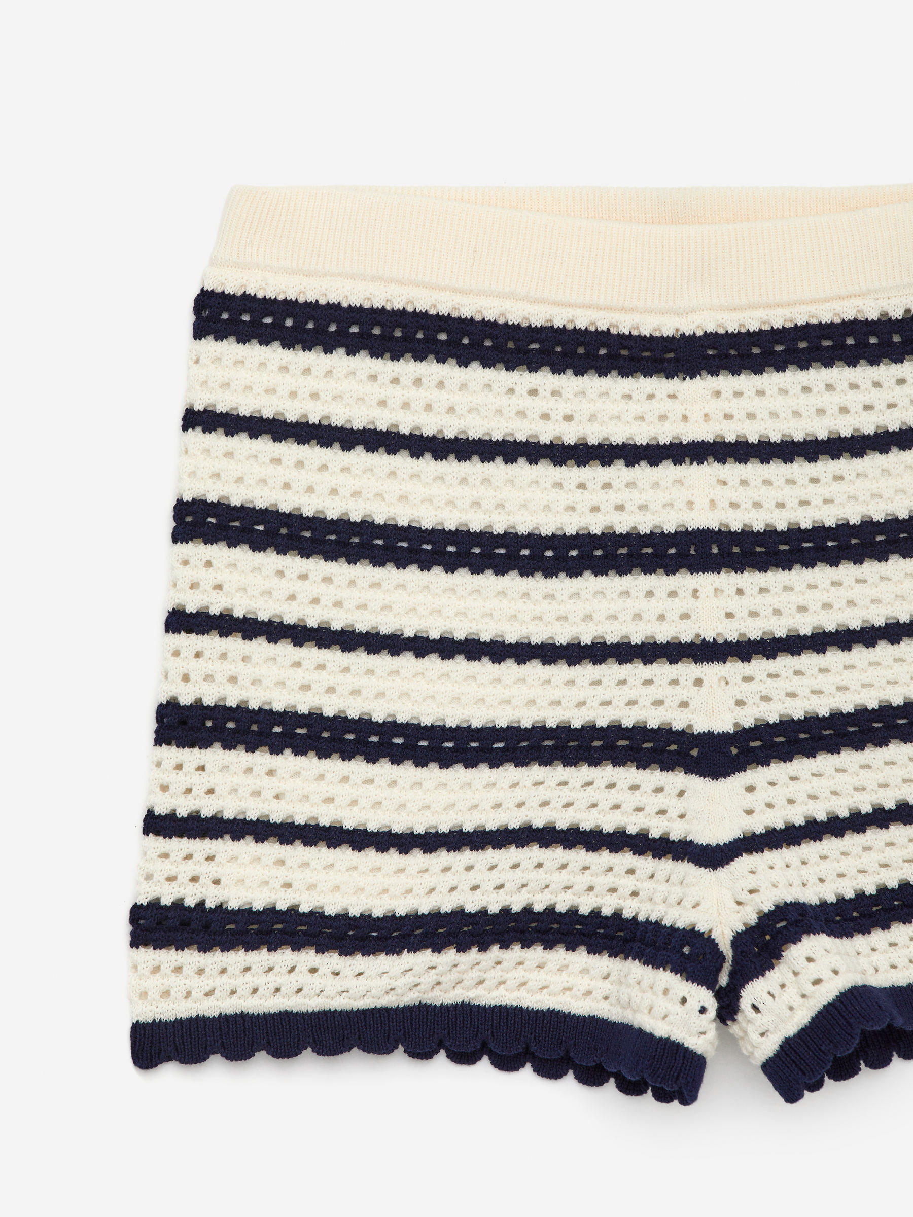 Pointelle-Knit Shorts - Dark Blue/Off White - Regular fit - Children - StillMedia/DescriptiveDetail - 3