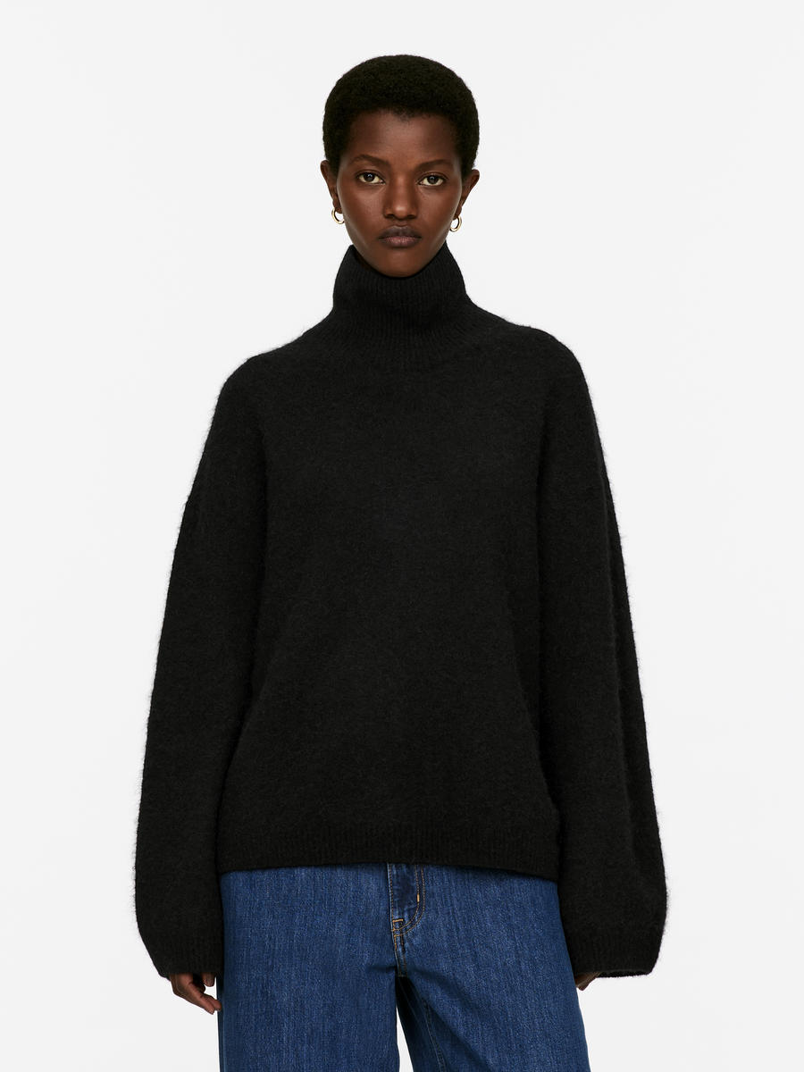 Oversized black polo neck jumper best sale