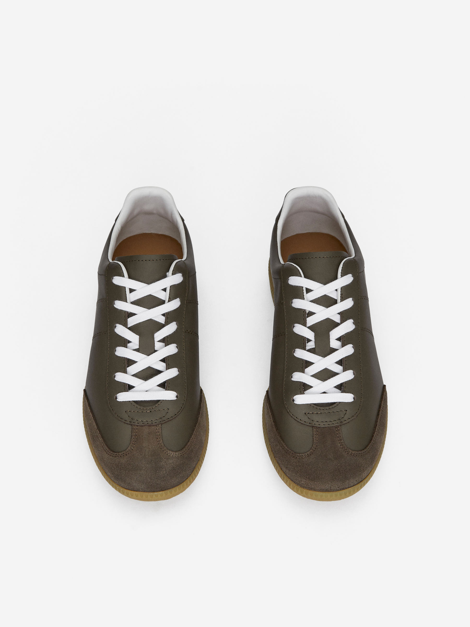 Leather Trainers - Khaki Green - Men - StillMedia/DescriptiveStillLife - 1