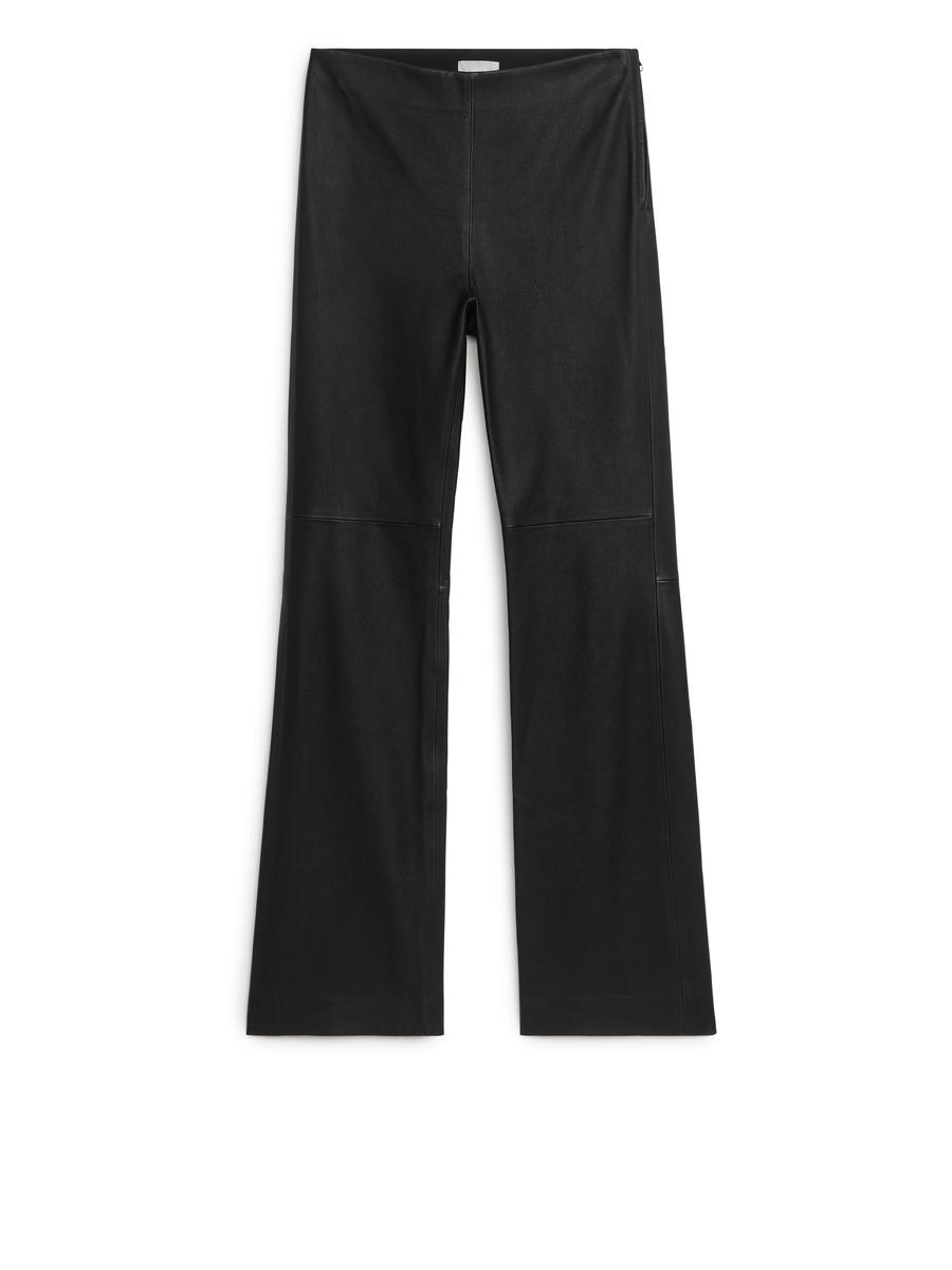 Flared Leather Trousers - Black - Slim fit - Women - 1204831001