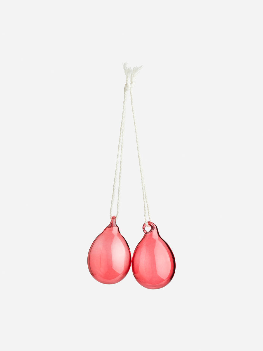 Lot de 2 œufs en verre - Transparent/Rouge - Maison et décoration - 1146289010