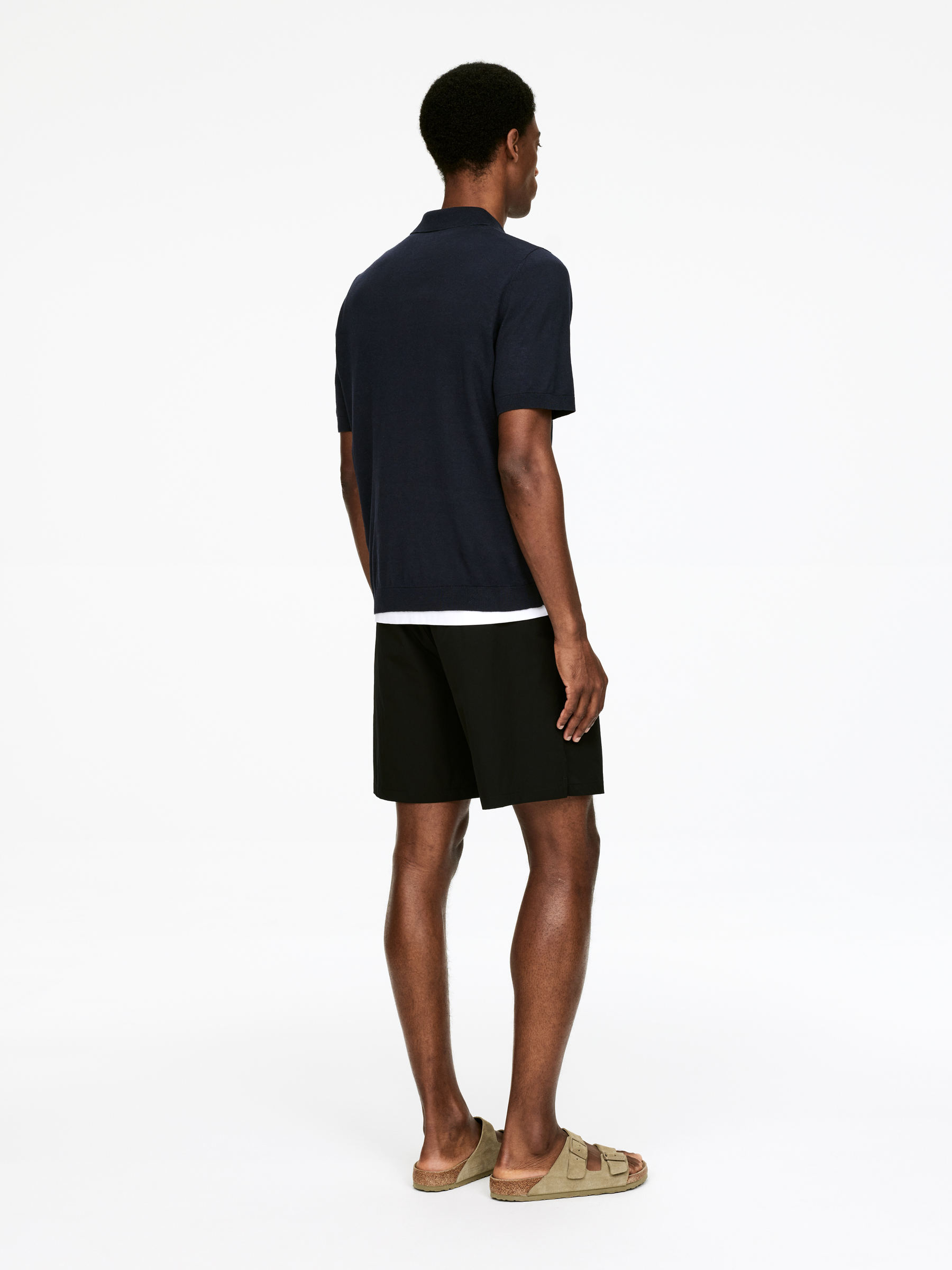 Cotton Linen Polo Shirt - Dark Blue - Regular fit - Men - StillMedia/Lookbook - 23