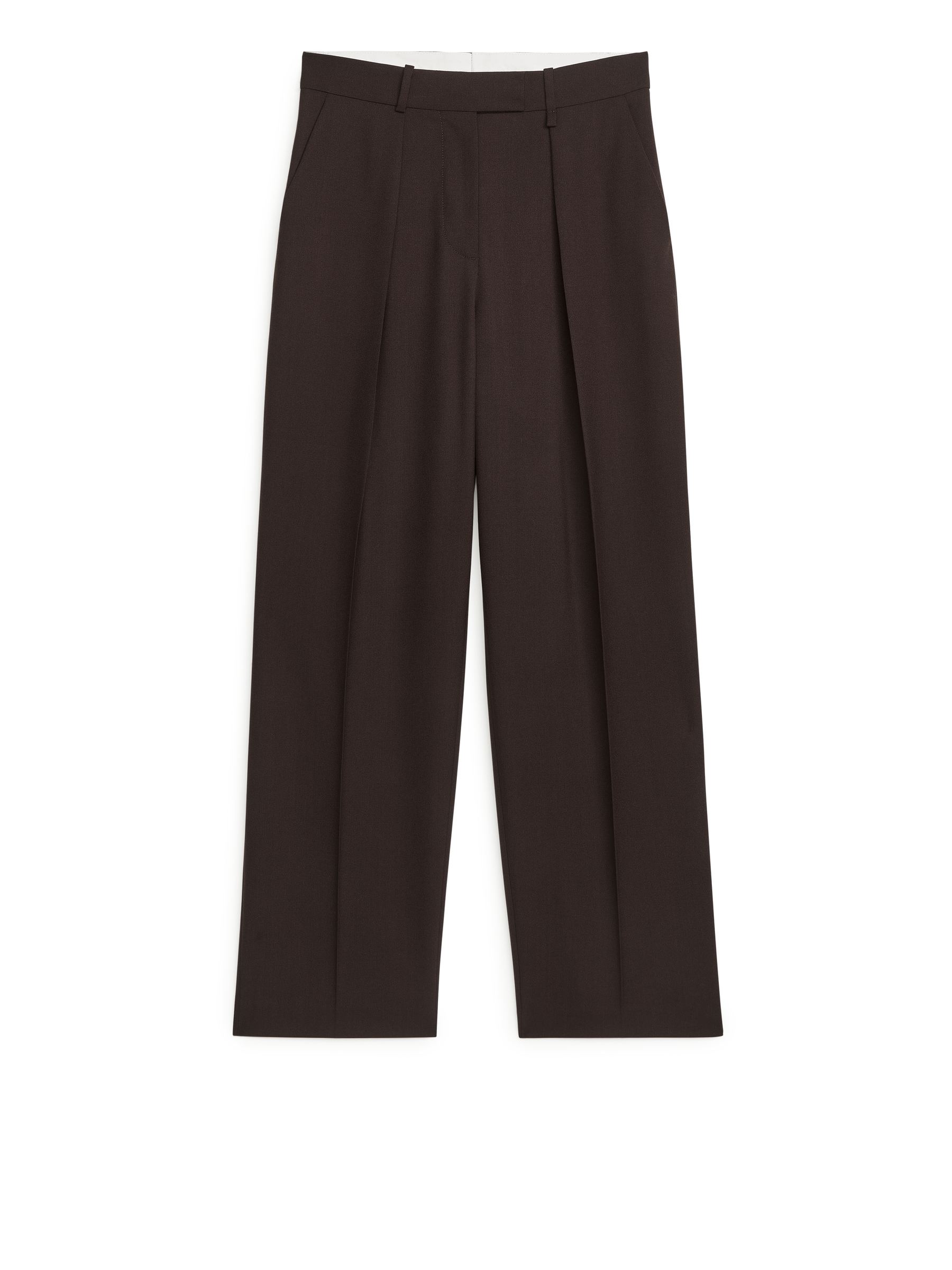 Pantaloni in hopsack di lana-#3B312B-10749