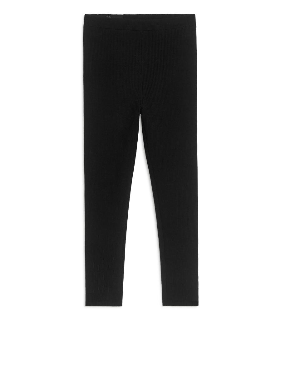 Wool-Blend Rib Leggings-#272628-10224