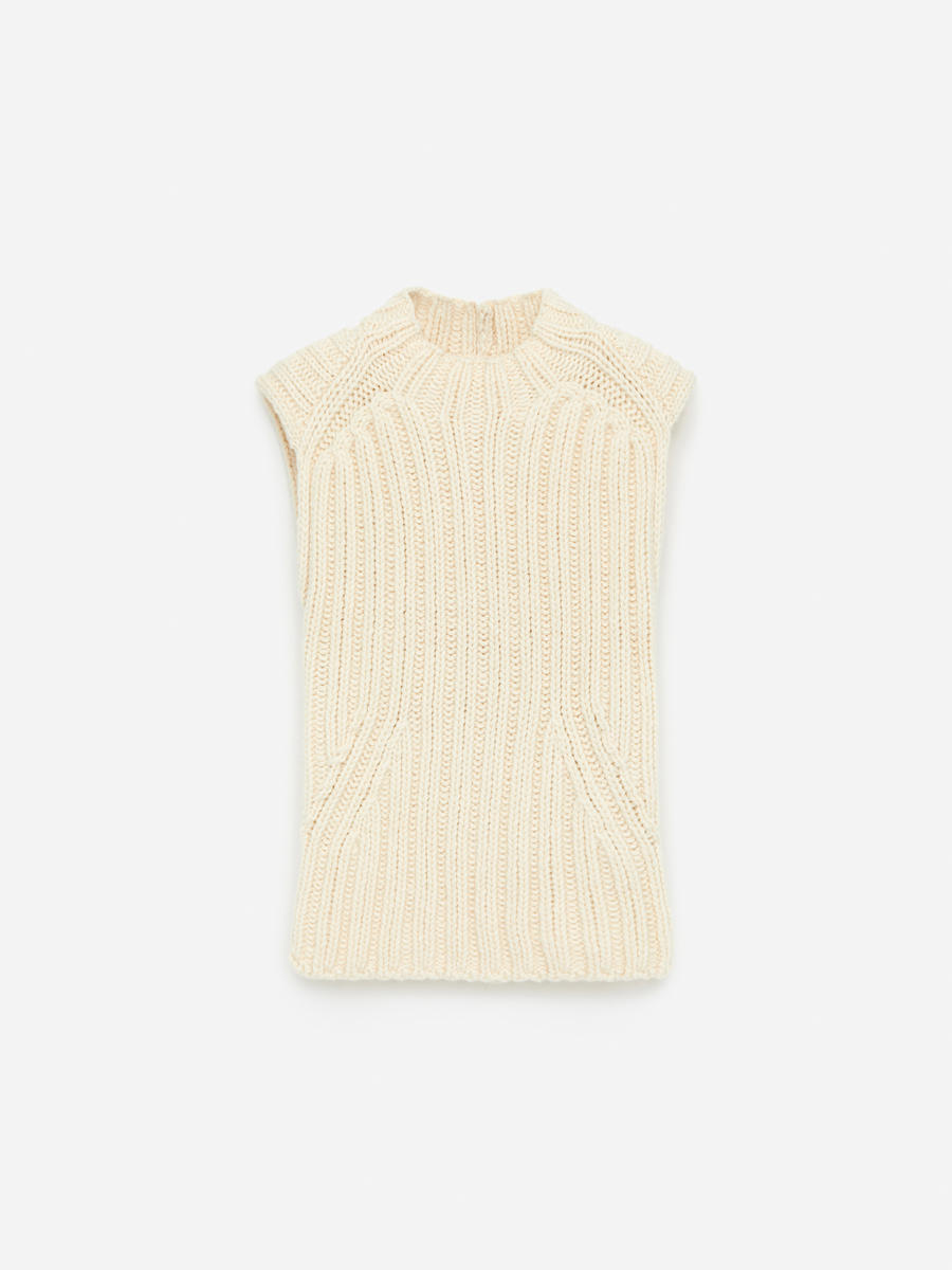 Rib-Knitted Vest-#F2E8D6-13483