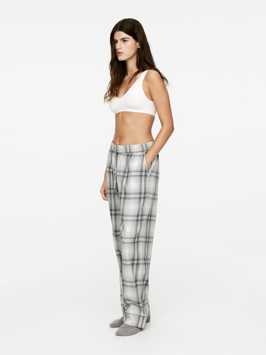 Flannel Pyjama Trousers - Grey/Checkered - Regular fit - Women - 1256288001