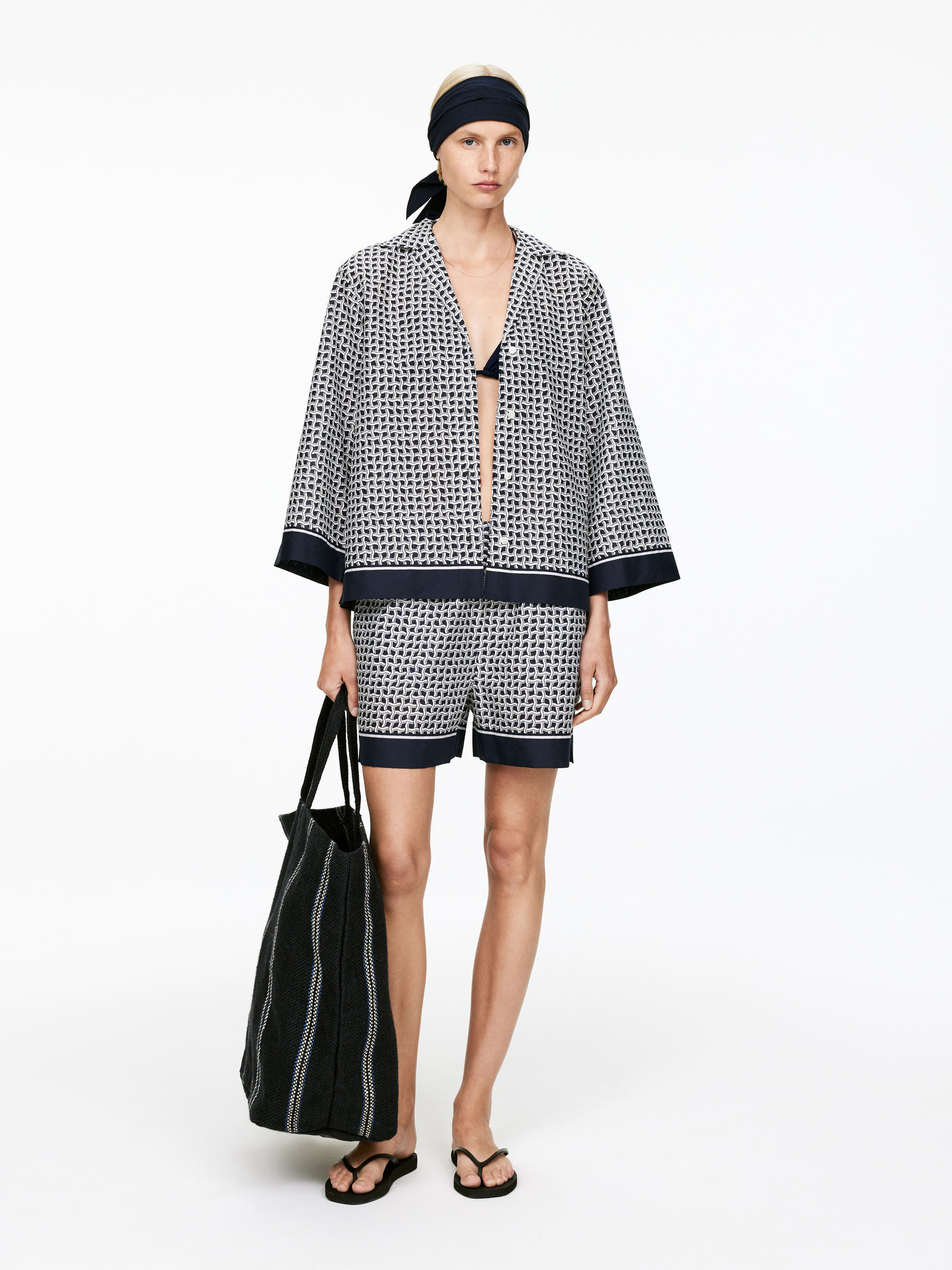 Printed Shirt - Dark Blue/White - Regular fit - Women - StillMedia/Lookbook - 5