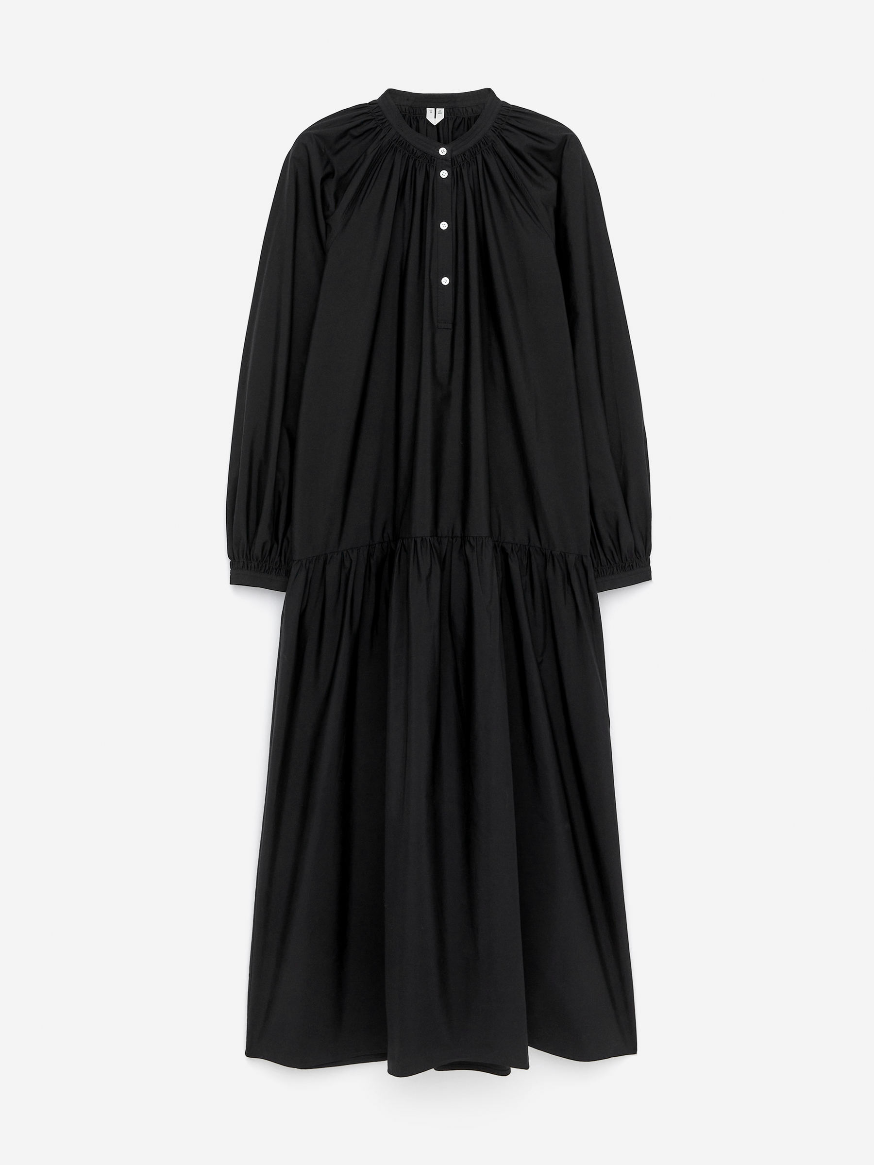 Cotton Midi Dress-Black-15940