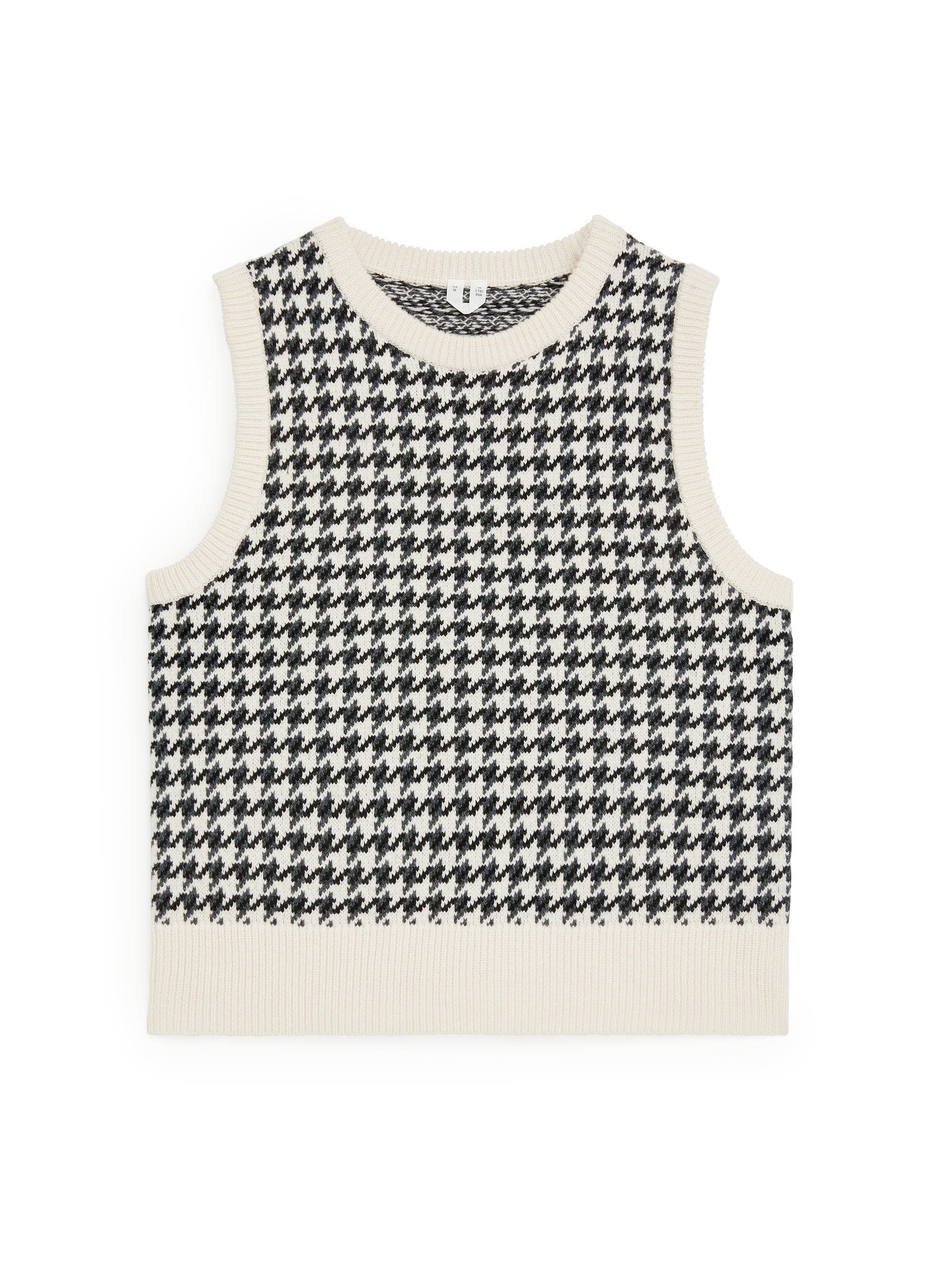 Wool Jacquard Vest - Off White/Black - Women - StillMedia/DescriptiveStillLife - 1
