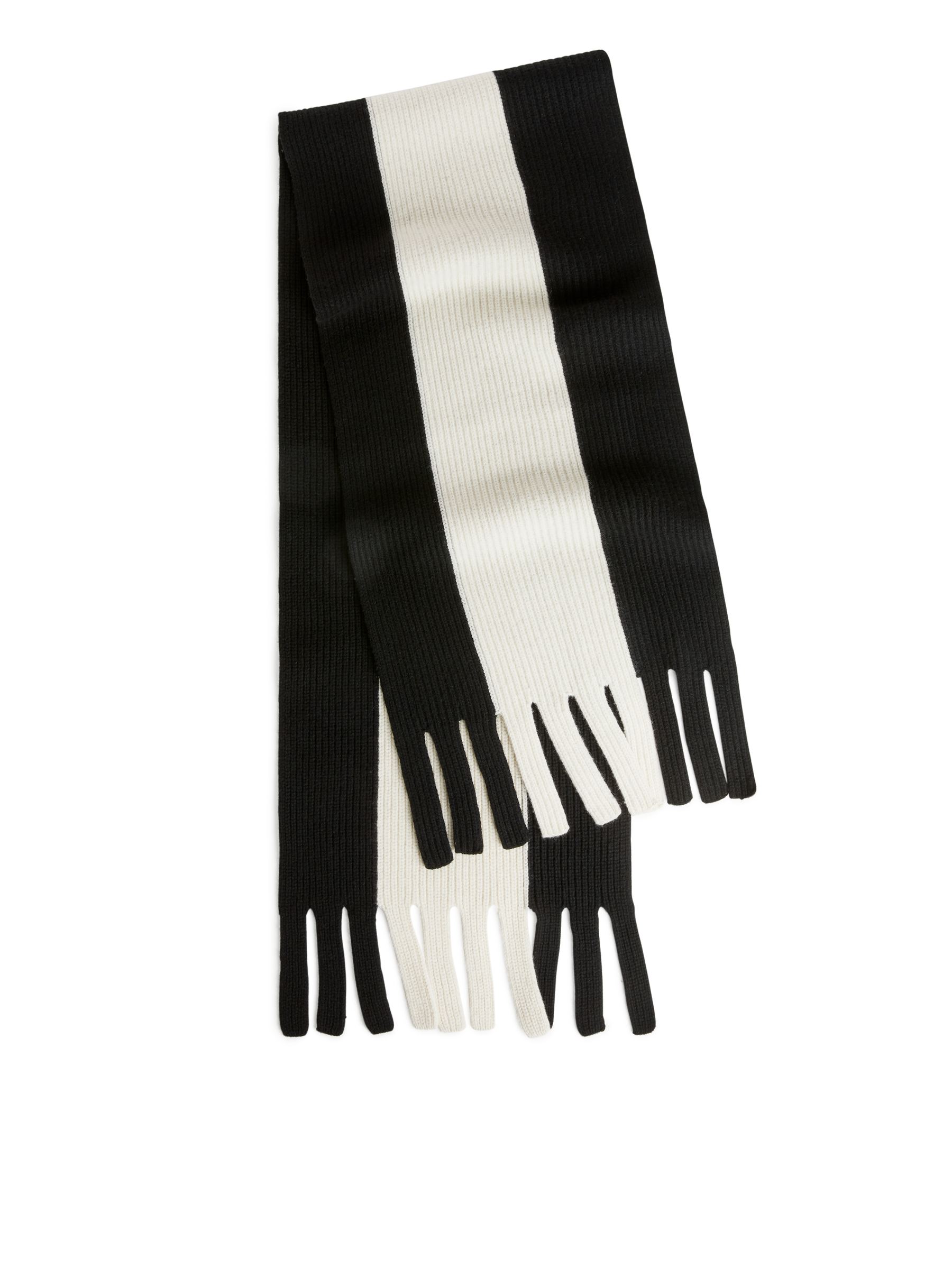 Bufanda de lana merino tejida - Negro/blanco - Women - StillMedia/DescriptiveStillLife - 1