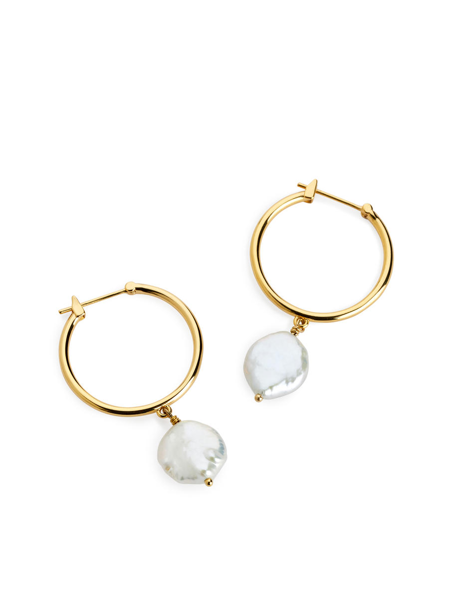 Freshwater Pearl Hoops - Gold/White - Women - 1237189001