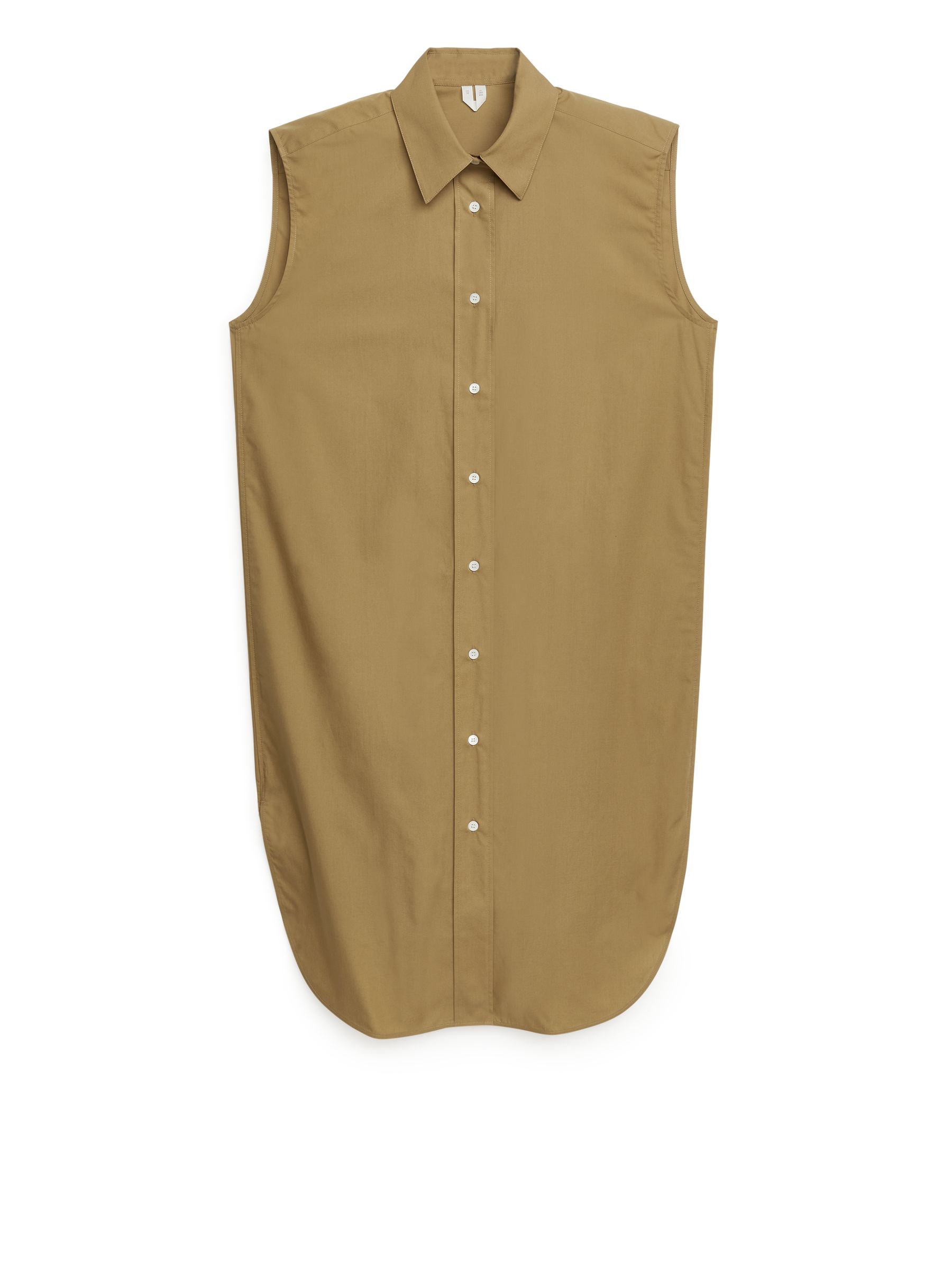 Sleeveless Shirt Dress-#927D5E-449