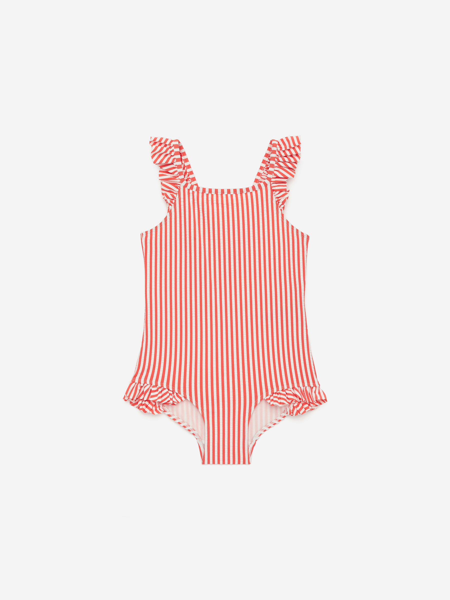 Badeanzug aus Seersucker - Weiß/Rot - Regular Fit - Kinder - StillMedia/DescriptiveStillLife - 1