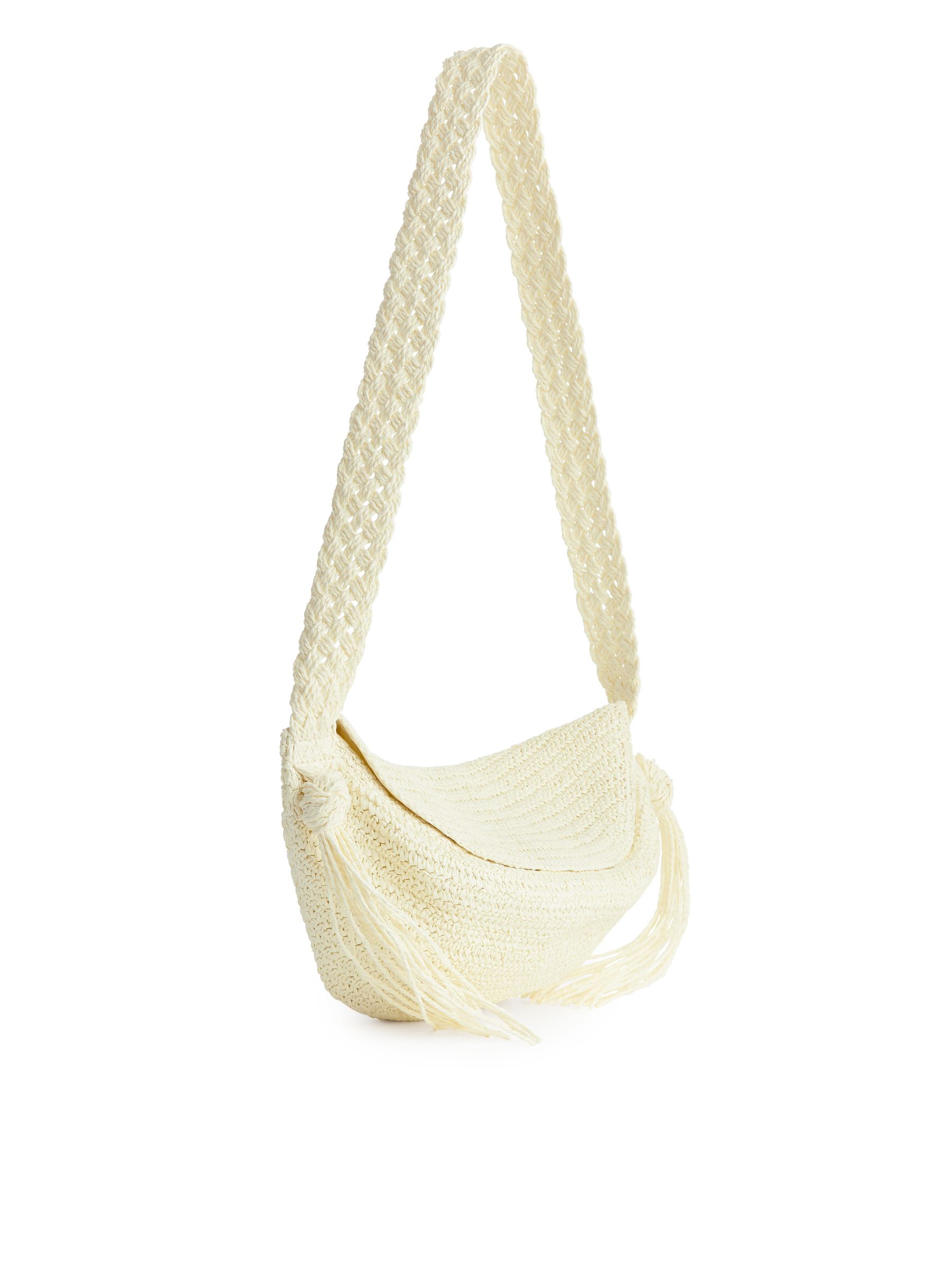 Geflochtene Umhängetasche mit Quasten - Off-White - Damen - StillMedia/DescriptiveStillLife - 1