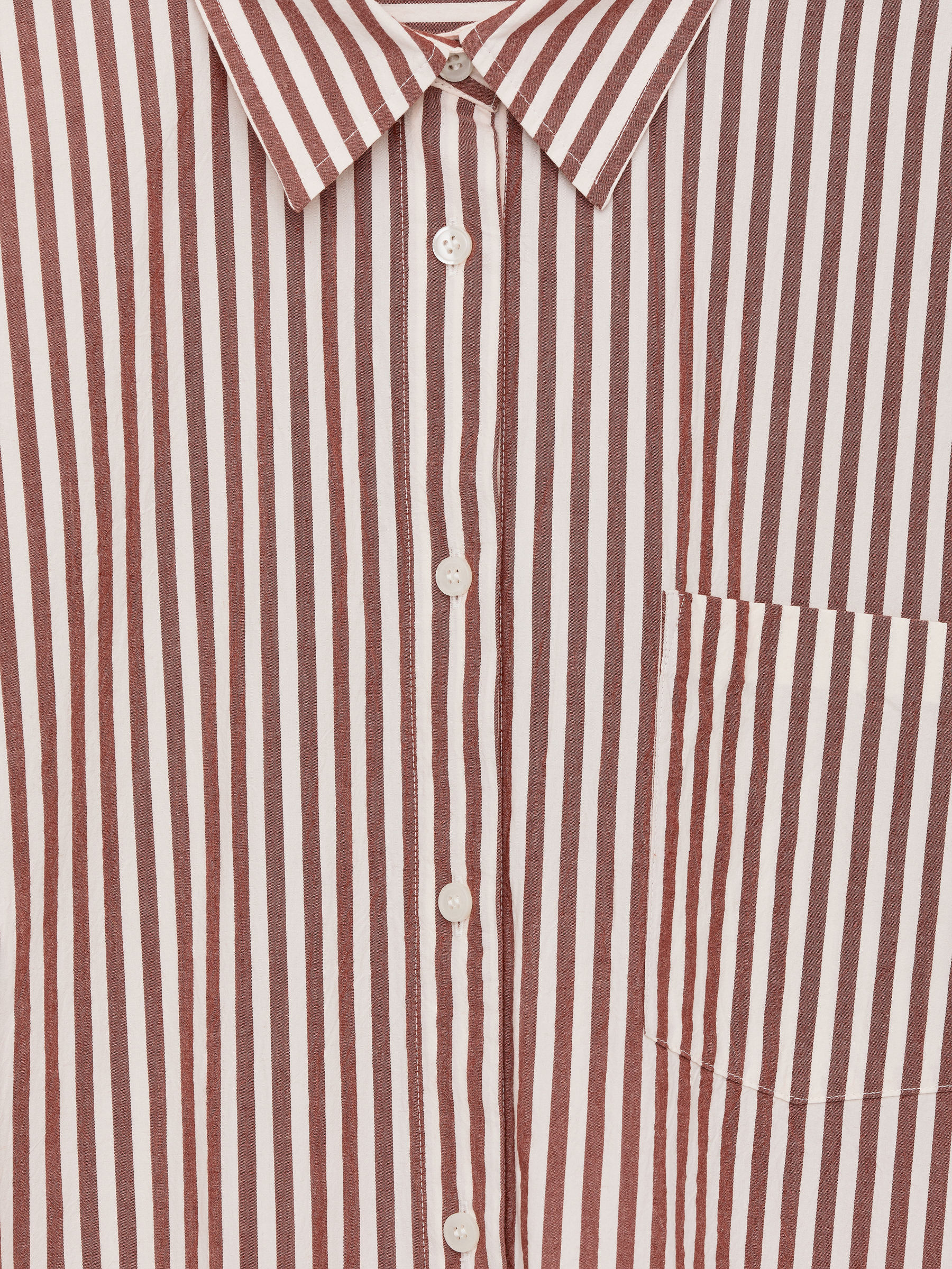 Linen Shirt Dress - Brown/White - Loose fit - Women - StillMedia/DescriptiveDetail - 1