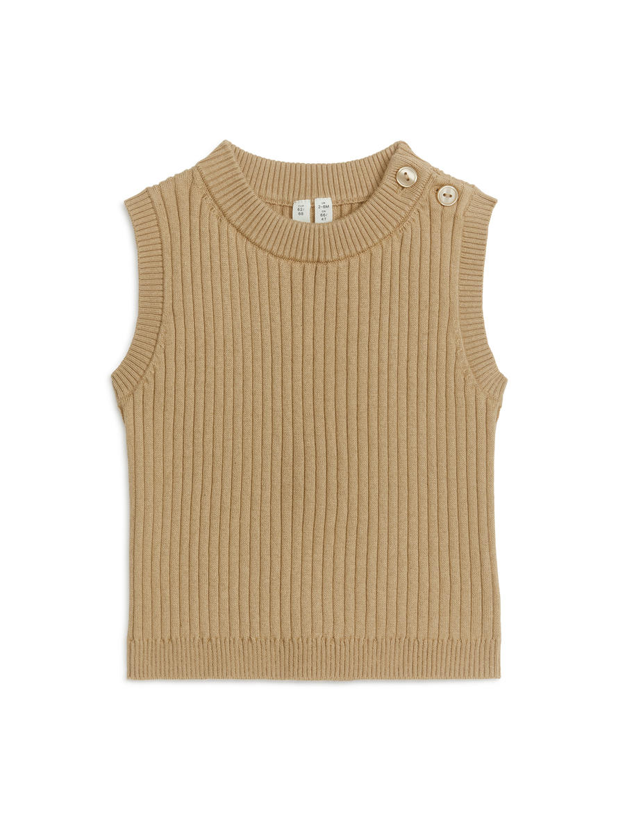 Rib-Knit Cotton Vest-#A49578-6819