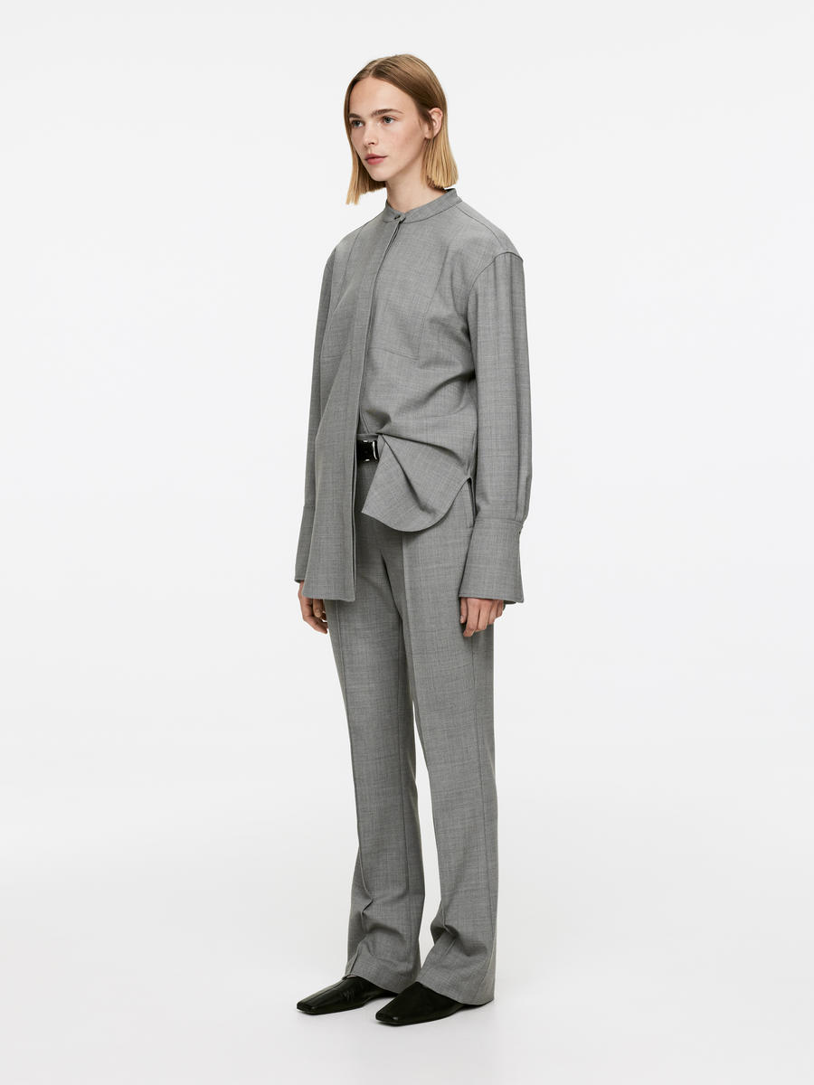 Wool-Blend Tuxedo Shirt-#636367-12351