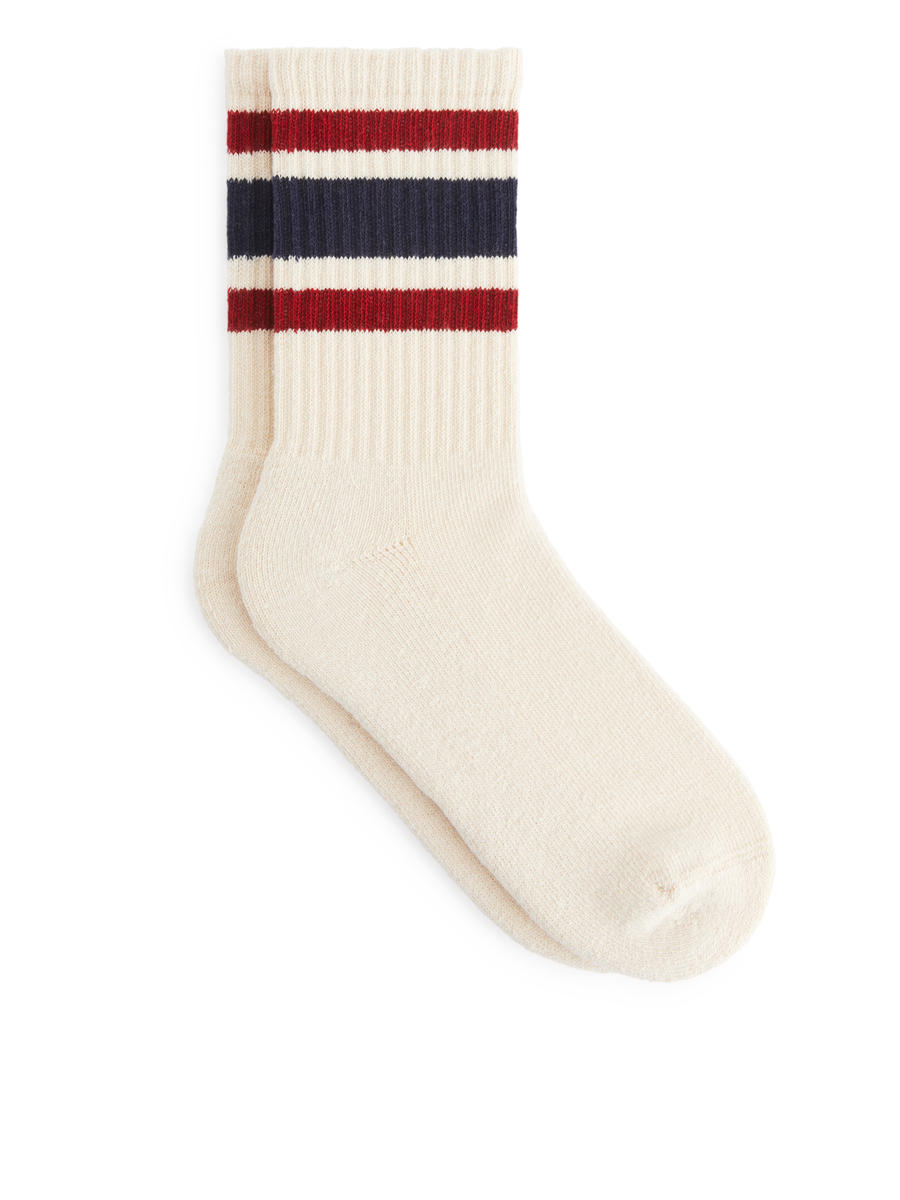 Chaussettes de sport en coton - Blanc cassé/Multicolore - Femme - 0992388020