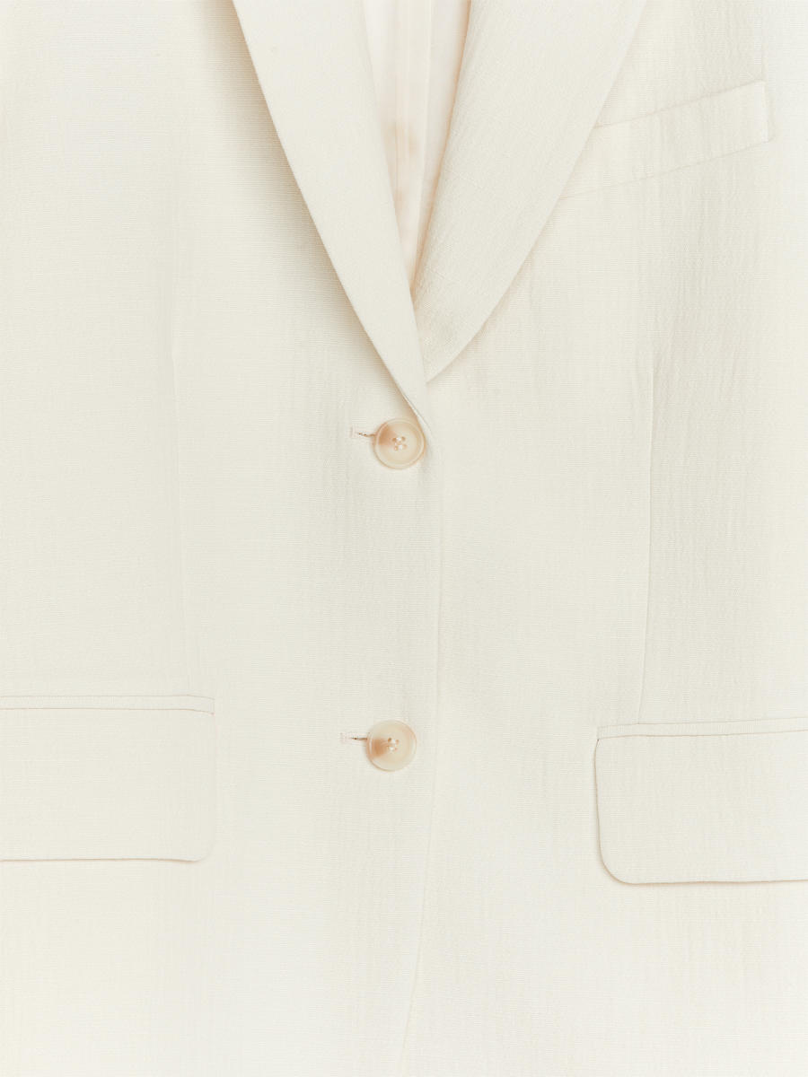 Oversized Cotton-Linen Blazer - Off White - Oversized - Women - 1238221001