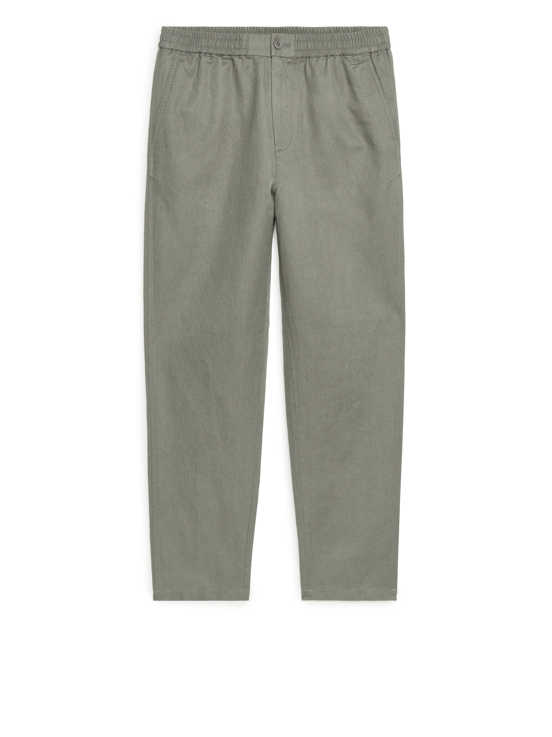 Linnebyxor med dragsko - Khakigrön - Loose fit - Men - StillMedia/DescriptiveStillLife - 1